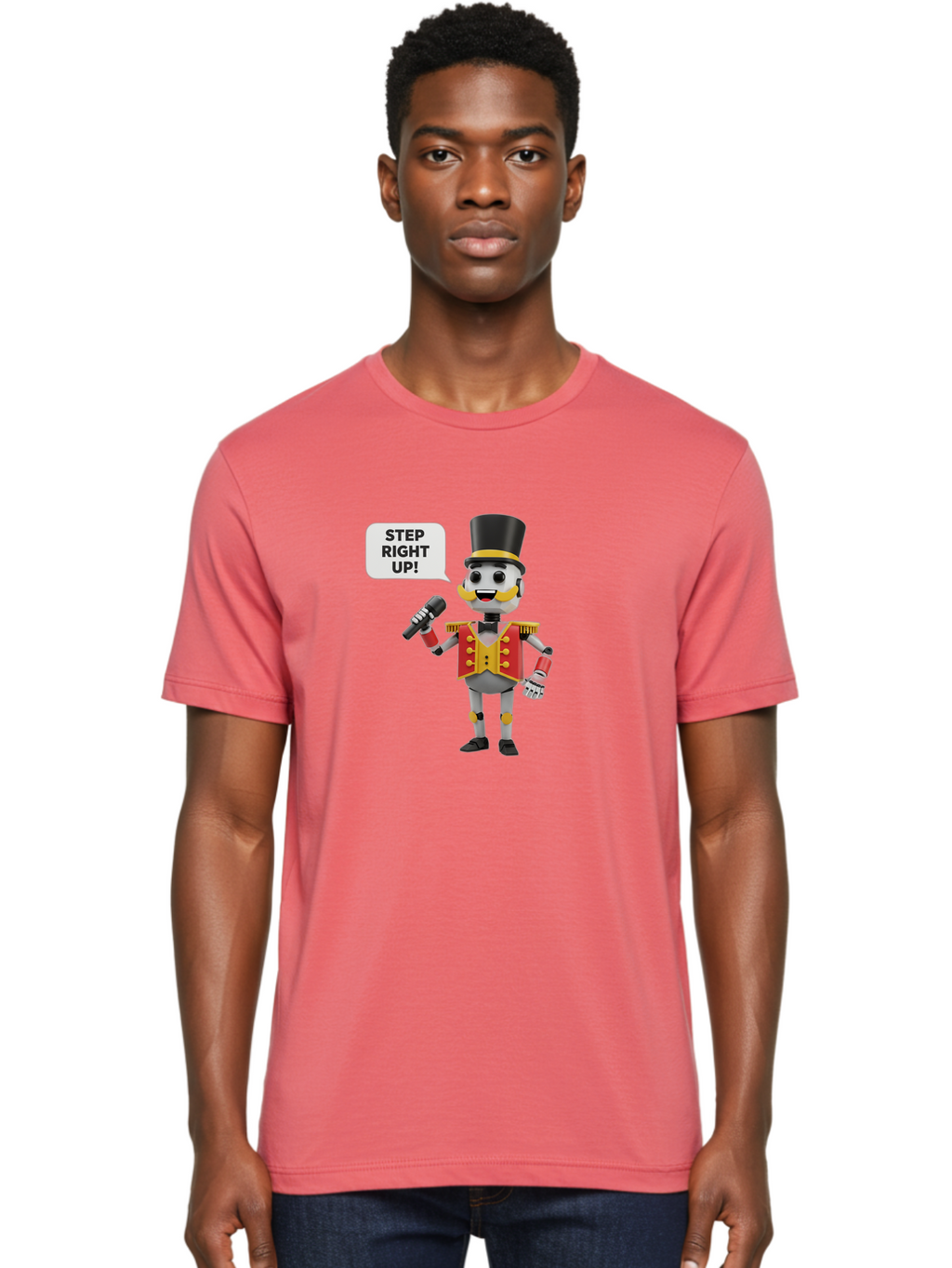 Nutcracker-Robot Men'S Graphic Tee, 100% Cotton, Comfortable Casual Summer Wear, Machine Washable, Nutcracker Robot, Mechanical Nutcracker, Robot Character, Step Right Up, Circus Ringmaster, Vintage Nutcracker, Steampunk Robot, Robotic Figure, Bad378