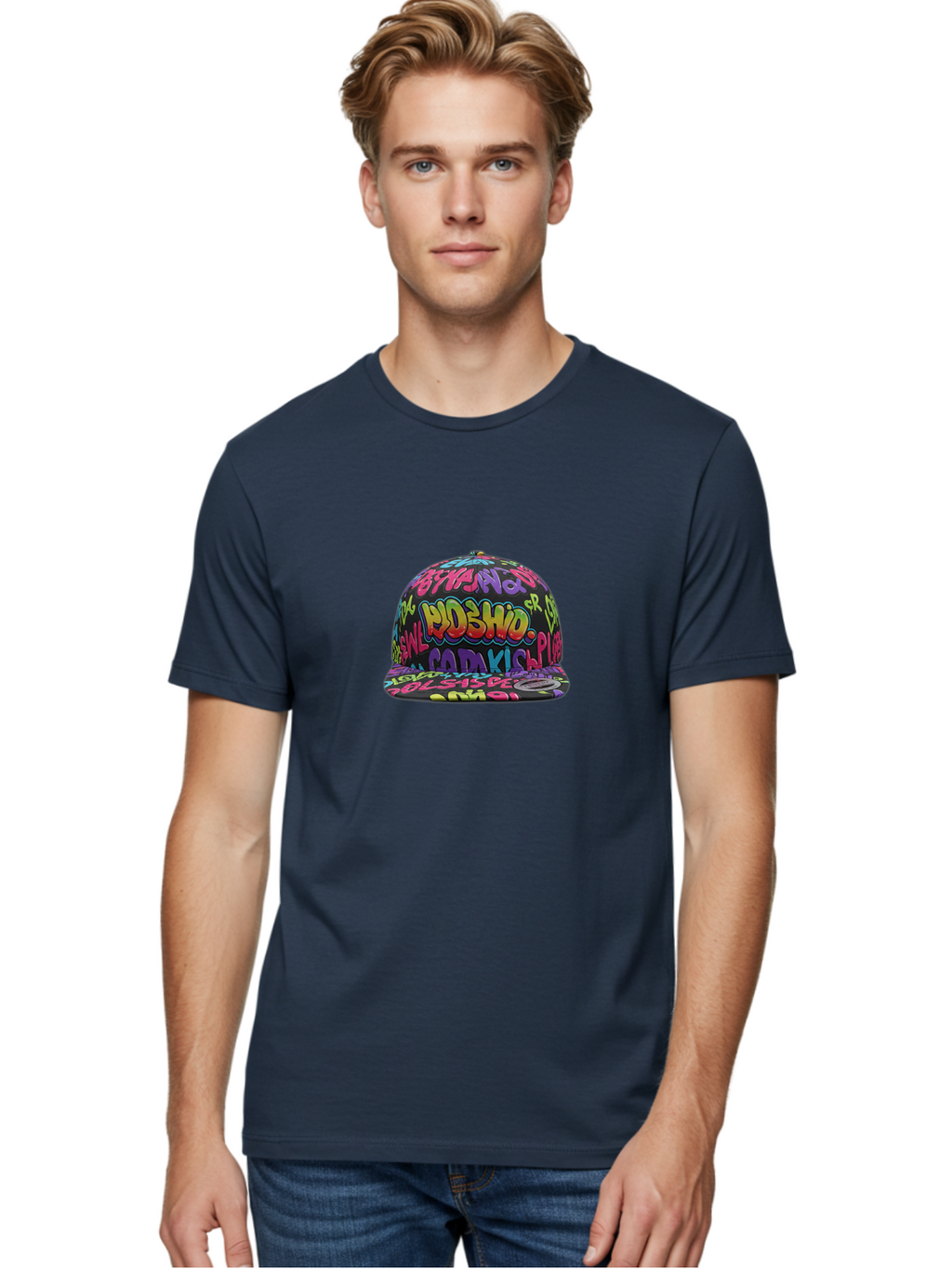 Ohislow-Snapback Men'S Graphic Tee, 100% Cotton, Comfortable Casual Summer Wear, Machine Washable, Graffiti Style Hat, Urban Fashion, Streetwear Accessories, Colorful Design, Bold Typography, Trendy Headwear, Ndshio, Adakis, Casual Wear, Bad379