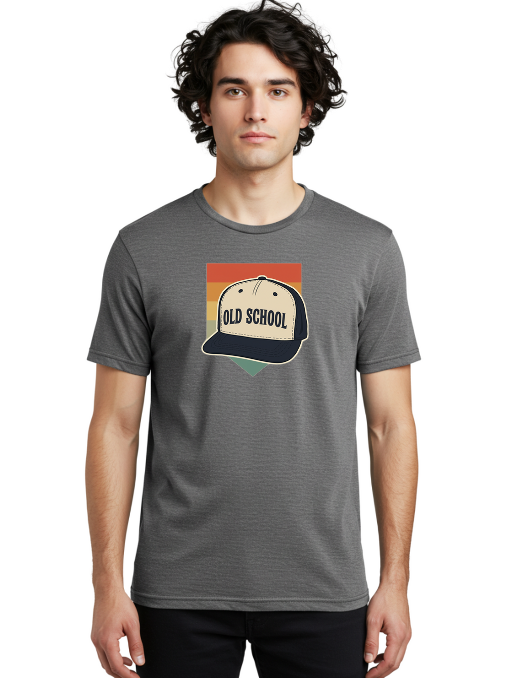 Old-School Men'S Graphic Tee, 100% Cotton, Comfortable Casual Summer Wear, Machine Washable, Classic Baseball Cap, Old School Hat, Vintage Style, Retro Fashion, Nostalgic Clothing, Casual Wear, Trucker Hat, Simple Design, Bold Text, Bad382