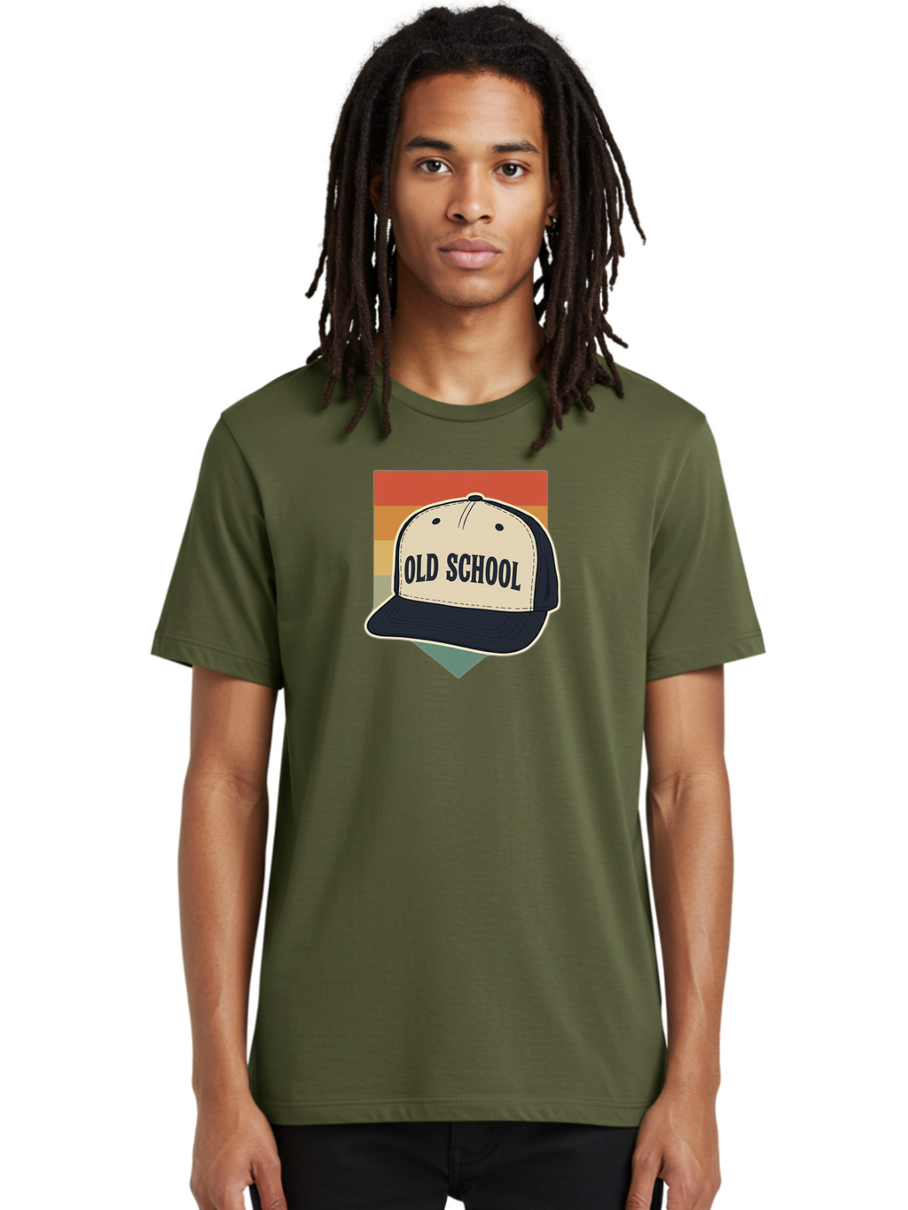 Old-School Men'S Graphic Tee, 100% Cotton, Comfortable Casual Summer Wear, Machine Washable, Classic Baseball Cap, Old School Hat, Vintage Style, Retro Fashion, Nostalgic Clothing, Casual Wear, Trucker Hat, Simple Design, Bold Text, Bad382