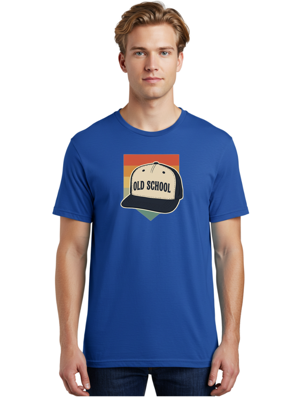 Old-School Men'S Graphic Tee, 100% Cotton, Comfortable Casual Summer Wear, Machine Washable, Classic Baseball Cap, Old School Hat, Vintage Style, Retro Fashion, Nostalgic Clothing, Casual Wear, Trucker Hat, Simple Design, Bold Text, Bad382