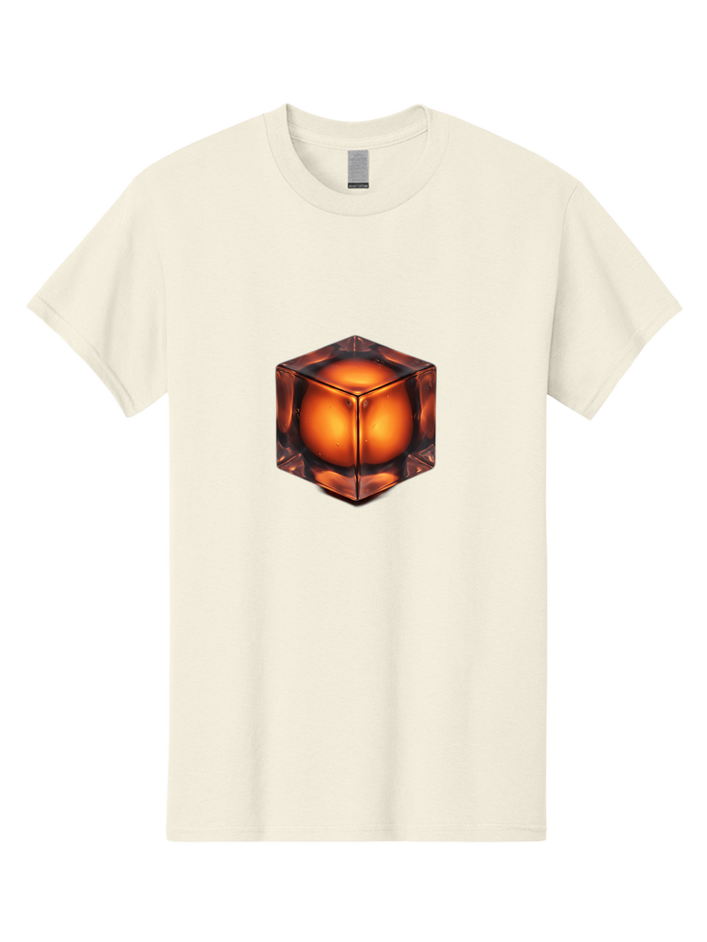Orange-Cube Men'S Graphic Tee, 100% Cotton, Comfortable Casual Summer Wear, Machine Washable, Glass Cube, Orange Sphere, Transparent Container, Vibrant Orange Glow, Futuristic Design, Minimalist Art, 3D Rendering, Modern Visual Effect, Bad386