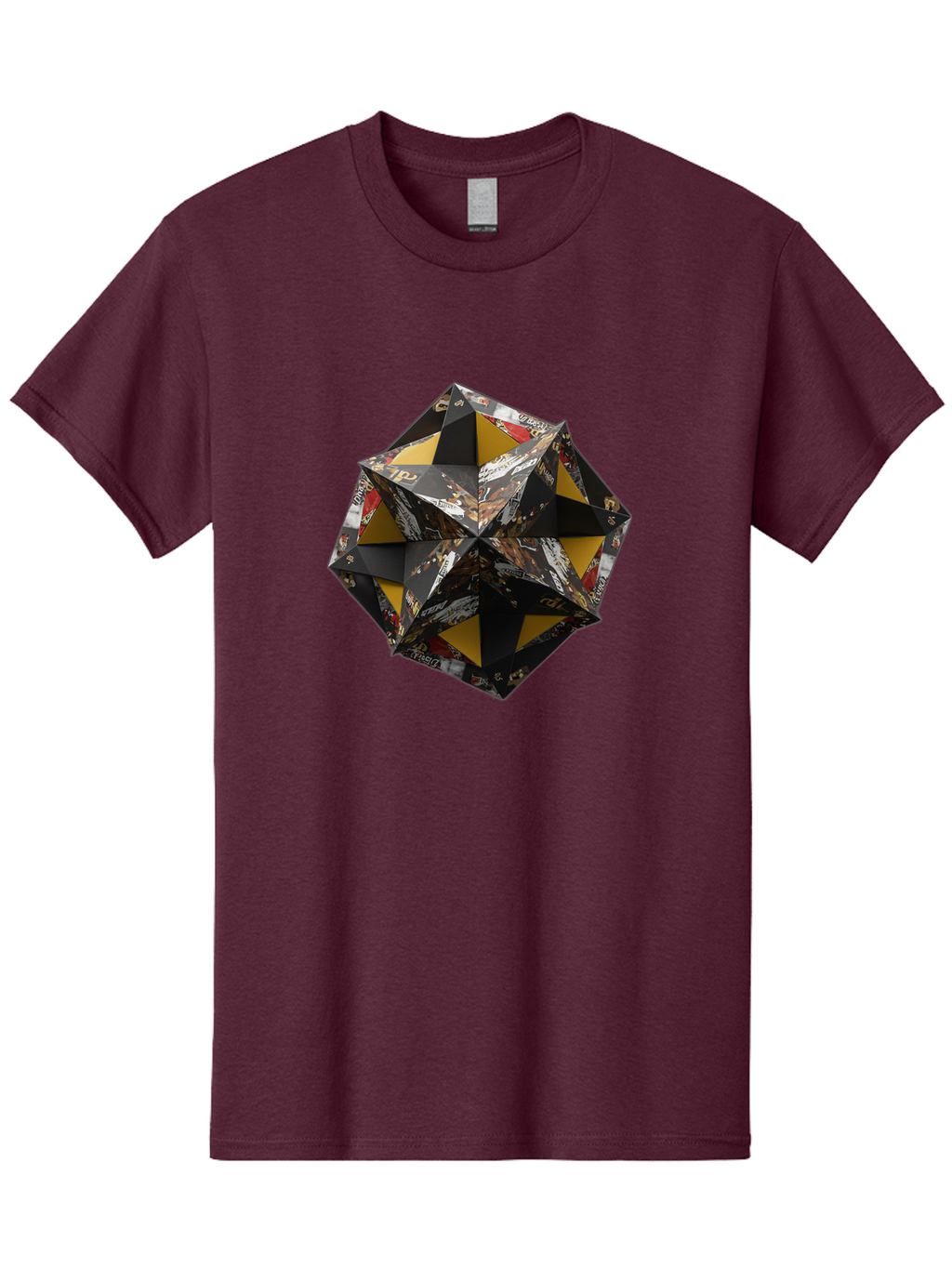 Origami-Star Men'S Graphic Tee, 100% Cotton, Comfortable Casual Summer Wear, Machine Washable, Origami Art, Folded Paper, Geometric Shape, Star Design, Yellow And Black Colors, Intricate Patterns, Creative Decoration, Festive Decor, Bad389
