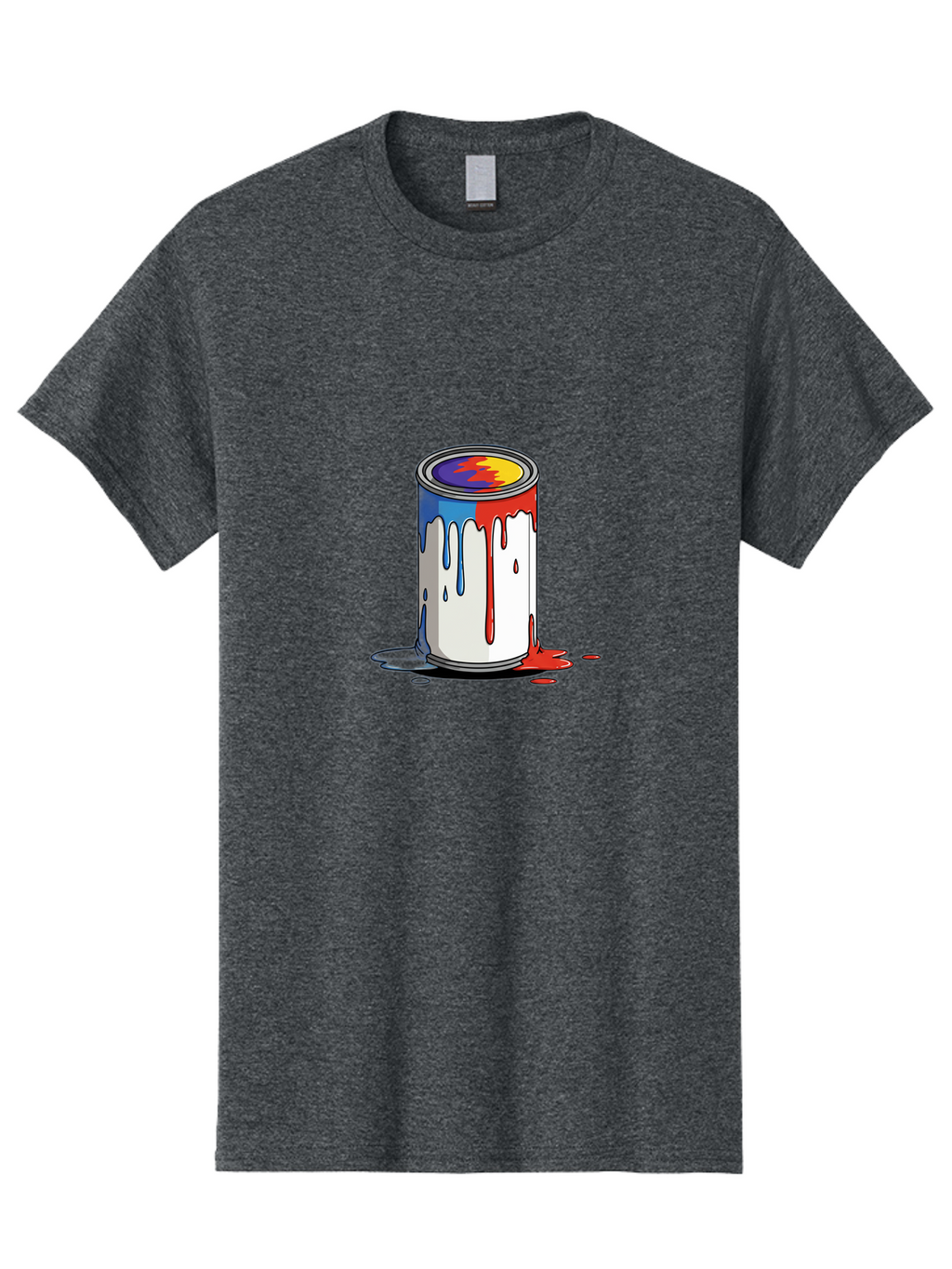 Paint-Can Men'S Graphic Tee, 100% Cotton, Comfortable Casual Summer Wear, Machine Washable, Paint Can, Colorful Paint, Vibrant Colors, Creative Art, Abstract Design, Paint Drips, Artistic Expression Bad392
