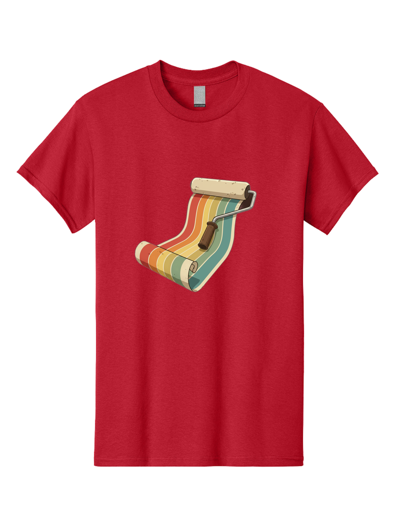 Paint-Roller Men'S Graphic Tee, 100% Cotton, Comfortable Casual Summer Wear, Machine Washable, Paint Roller, Wallpaper, Home Decor, Interior Design, Diy Project, Colorful Stripes, Renovation, Decoration Ideas, Home Improvement Bad395