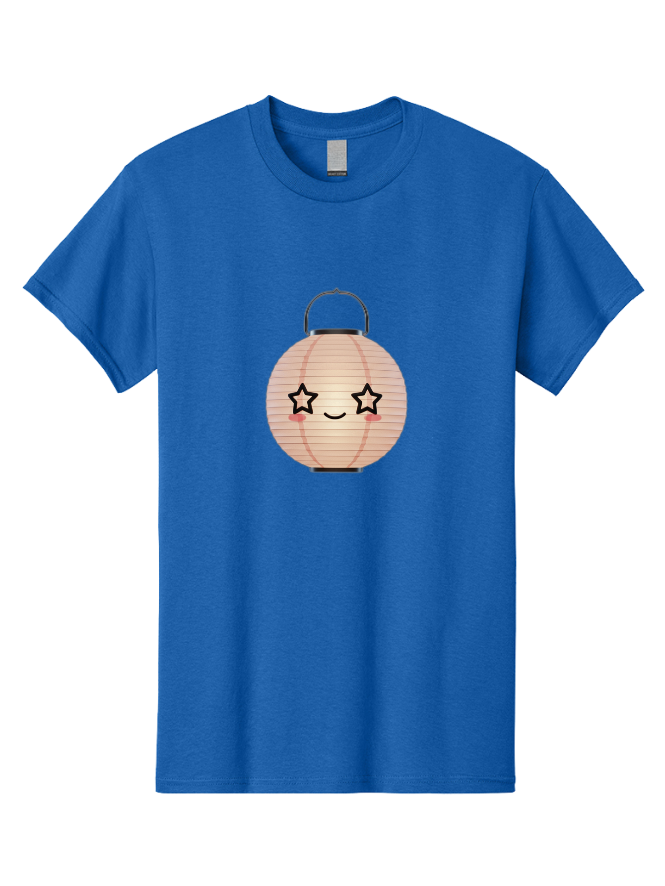 Paper-Lantern-2 Men'S Graphic Tee, 100% Cotton, Comfortable Casual Summer Wear, Machine Washable, Kawaii Paper Lantern, Cute Illustration, Smiling Face, Star Eyes, Pink Cheeks, Japanese Culture, Lantern Art, Cartoon Style, Festive Decoration Bad402