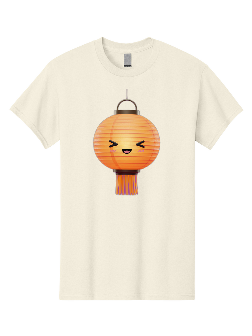 Paper-Lantern-3 Men'S Graphic Tee, 100% Cotton, Comfortable Casual Summer Wear, Machine Washable, Paper Lantern, Smiling Face, Hanging Decoration, Orange Color, Playful Design, Kawaii Style, Japanese Culture, Festive Atmosphere Bad403