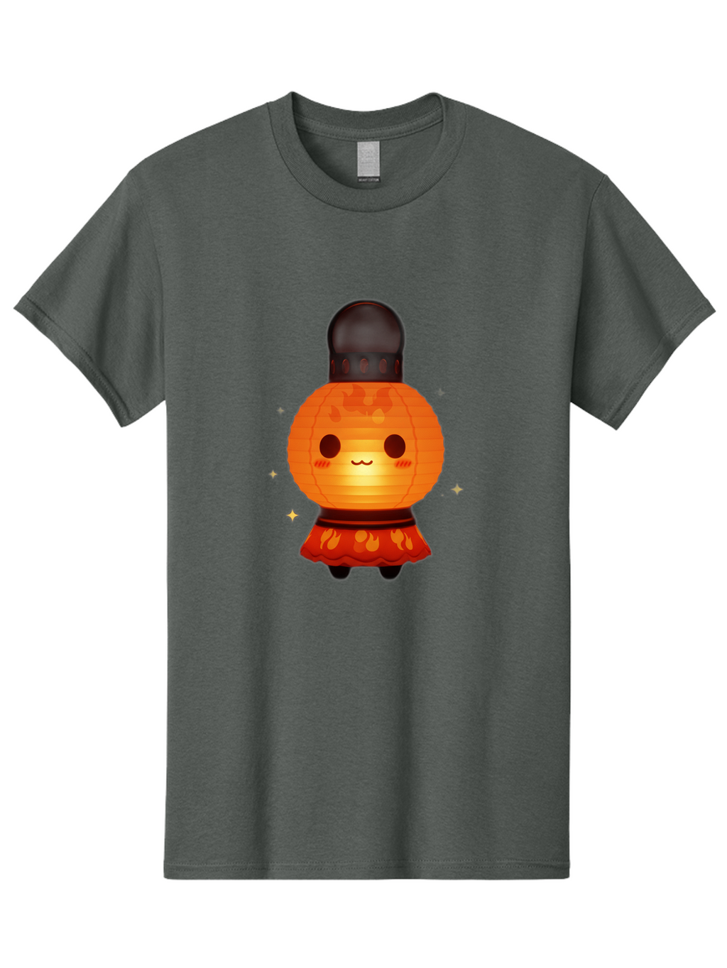 Paper-Lantern-Character-1 Men'S Graphic Tee, 100% Cotton, Comfortable Casual Summer Wear, Machine Washable, Kawaii Character, Paper Lantern, Cute Illustration, Cartoon Style, Orange Lantern, Red Skirt, Festive Atmosphere, Japanese Culture, Bad404