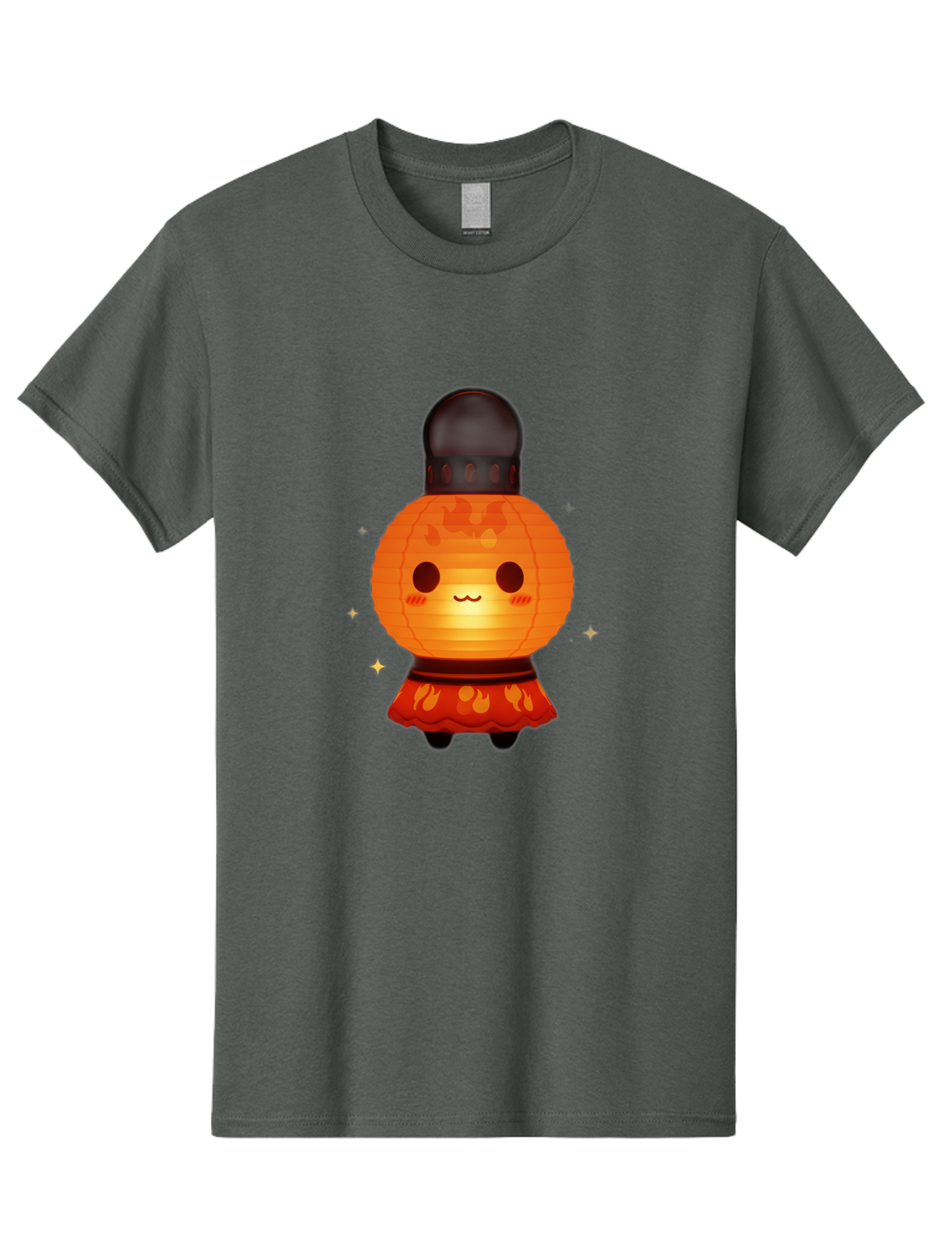 Paper-Lantern-Character-1 Men'S Graphic Tee, 100% Cotton, Comfortable Casual Summer Wear, Machine Washable, Kawaii Character, Paper Lantern, Cute Illustration, Cartoon Style, Orange Lantern, Red Skirt, Festive Atmosphere, Japanese Culture, Bad404