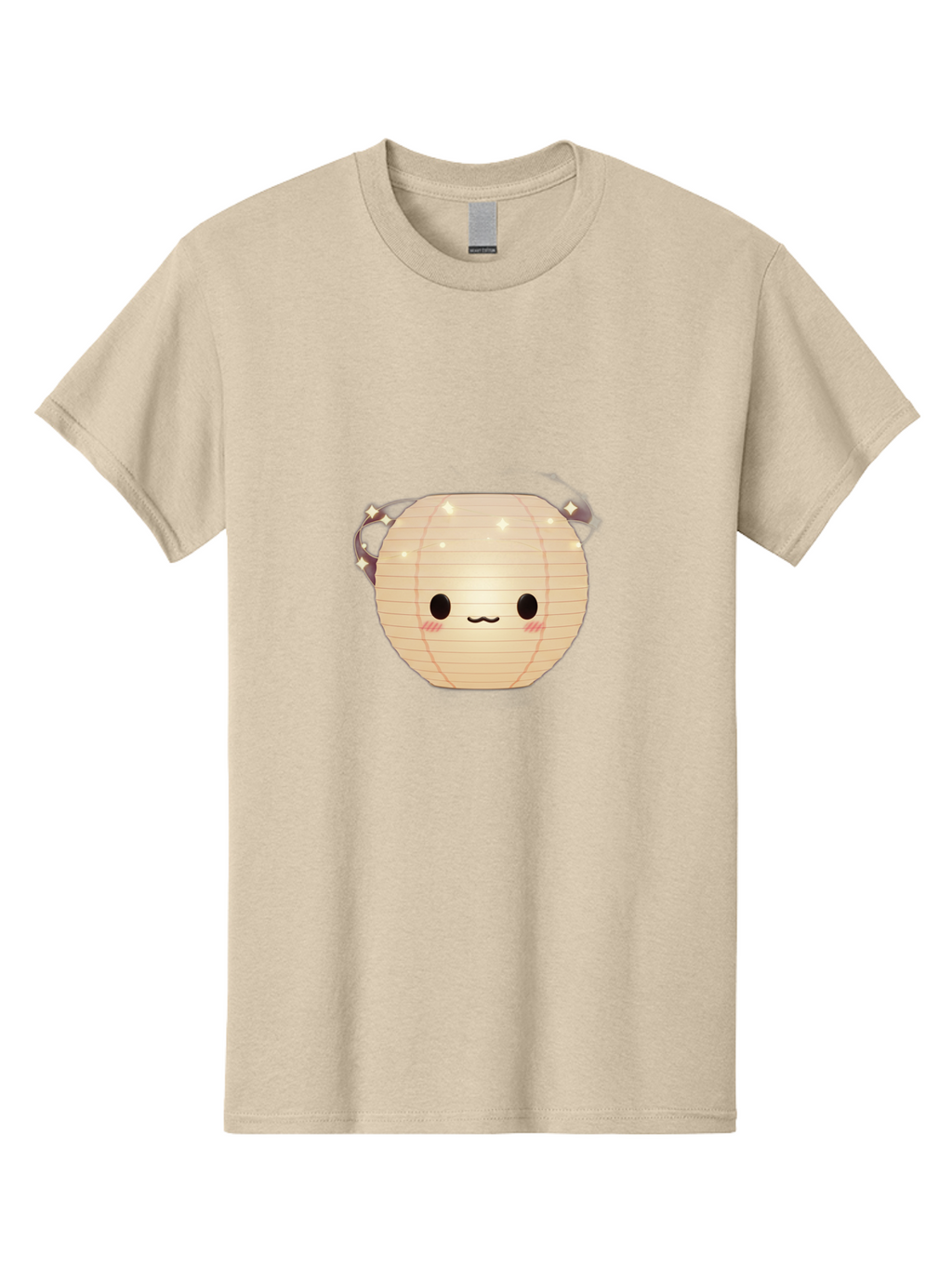 Paper-Lantern-Character Men'S Graphic Tee, 100% Cotton, Comfortable Casual Summer Wear, Machine Washable, Paper Lantern With Face, Kawaii Character, Cartoonish Design, Cute Expression, Glowing Lantern, Festive Decoration, Japanese Culture, Bad405