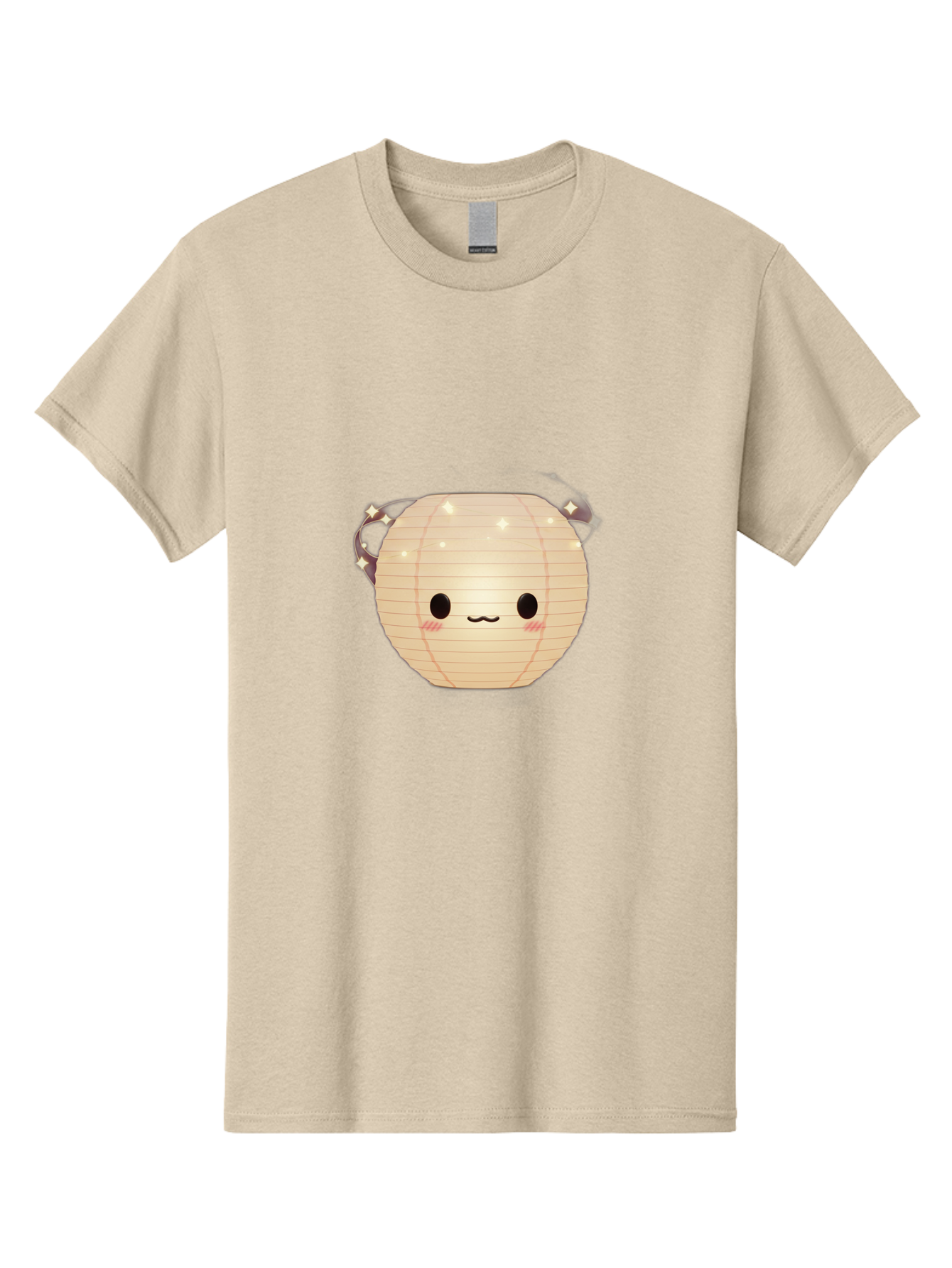 Paper-Lantern-Character Men'S Graphic Tee, 100% Cotton, Comfortable Casual Summer Wear, Machine Washable, Paper Lantern With Face, Kawaii Character, Cartoonish Design, Cute Expression, Glowing Lantern, Festive Decoration, Japanese Culture, Bad405