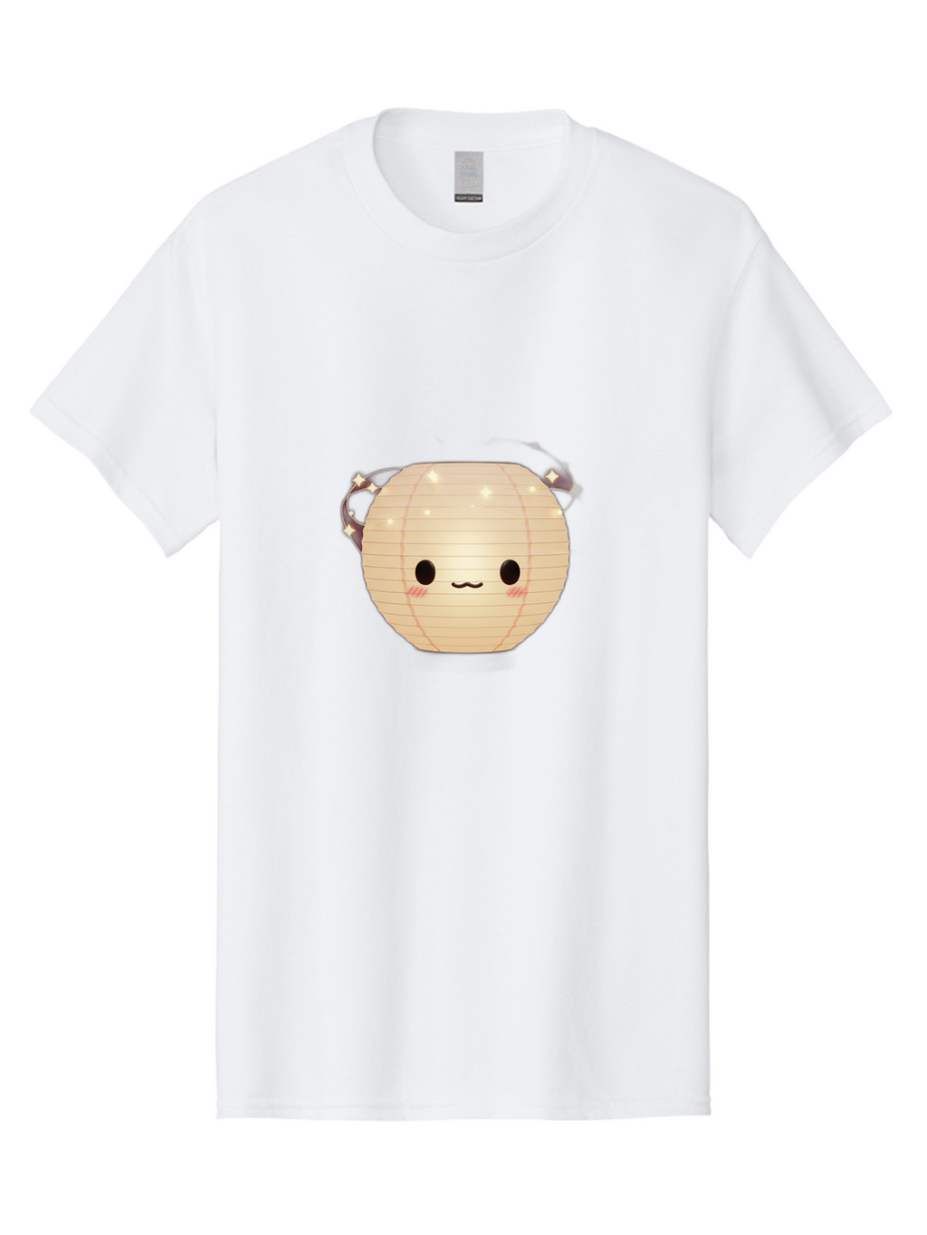 Paper-Lantern-Character Men'S Graphic Tee, 100% Cotton, Comfortable Casual Summer Wear, Machine Washable, Paper Lantern With Face, Kawaii Character, Cartoonish Design, Cute Expression, Glowing Lantern, Festive Decoration, Japanese Culture, Bad405