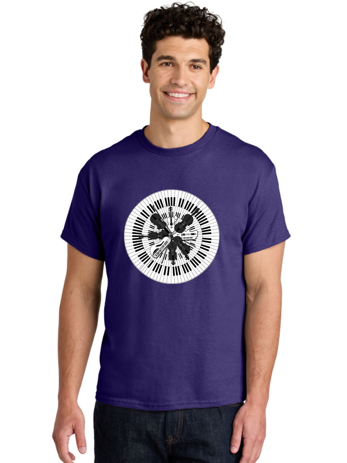 Piano-Keys-Music-Instruments Men'S Graphic Tee, 100% Cotton, Comfortable Casual Summer Wear, Machine Washable, Music Instruments, Musical Notes, Guitar, Microphone, Sound Equipment, Audio Technology, Music Production, Sound Waves, Bad413