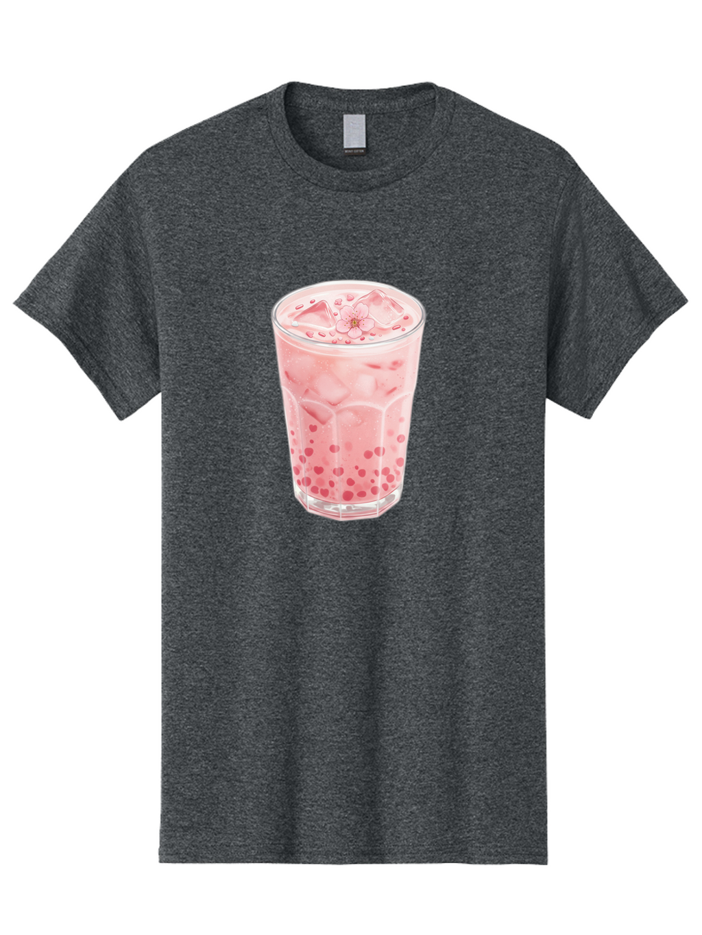 Pink-Boba-Tea Men'S Graphic Tee, 100% Cotton, Comfortable Casual Summer Wear, Machine Washable, Pink Boba, Boba Tea, Milk Tea, Iced Drink, Refreshing Beverage, Boba Bubbles, Sweet Treat, Floral Ice Cube, Chilled Drink Bad425