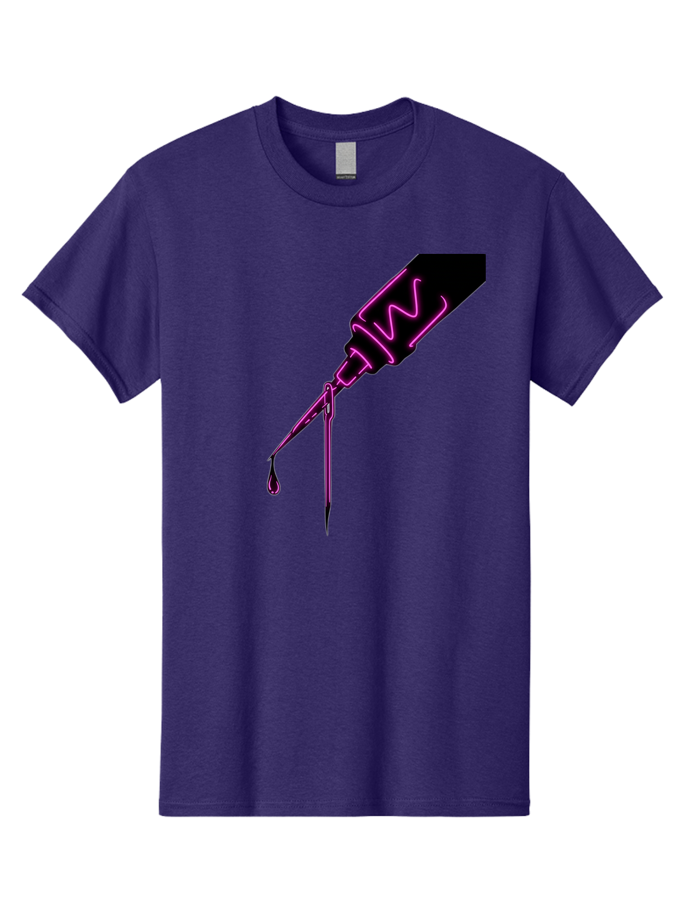 Pink-Dropper Men'S Graphic Tee, 100% Cotton, Comfortable Casual Summer Wear, Machine Washable, Pink Neon Dropper Bottle, Glowing Liquid, Medical Bottle, Pink Glow, Single Drop, Neon Lights, Modern Design, Futuristic Style Bad428