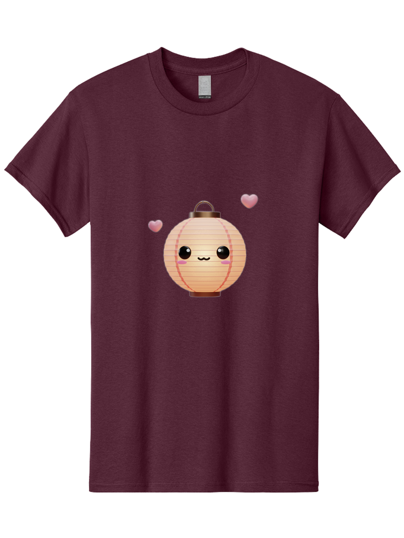 Pink-Lantern Men'S Graphic Tee, 100% Cotton, Comfortable Casual Summer Wear, Machine Washable, Kawaii Lantern, Cute Design, Heart-Shaped Elements, Pink Hearts, Digital Illustration, Cartoon Style, Adorable Character, Pink Lantern Bad432