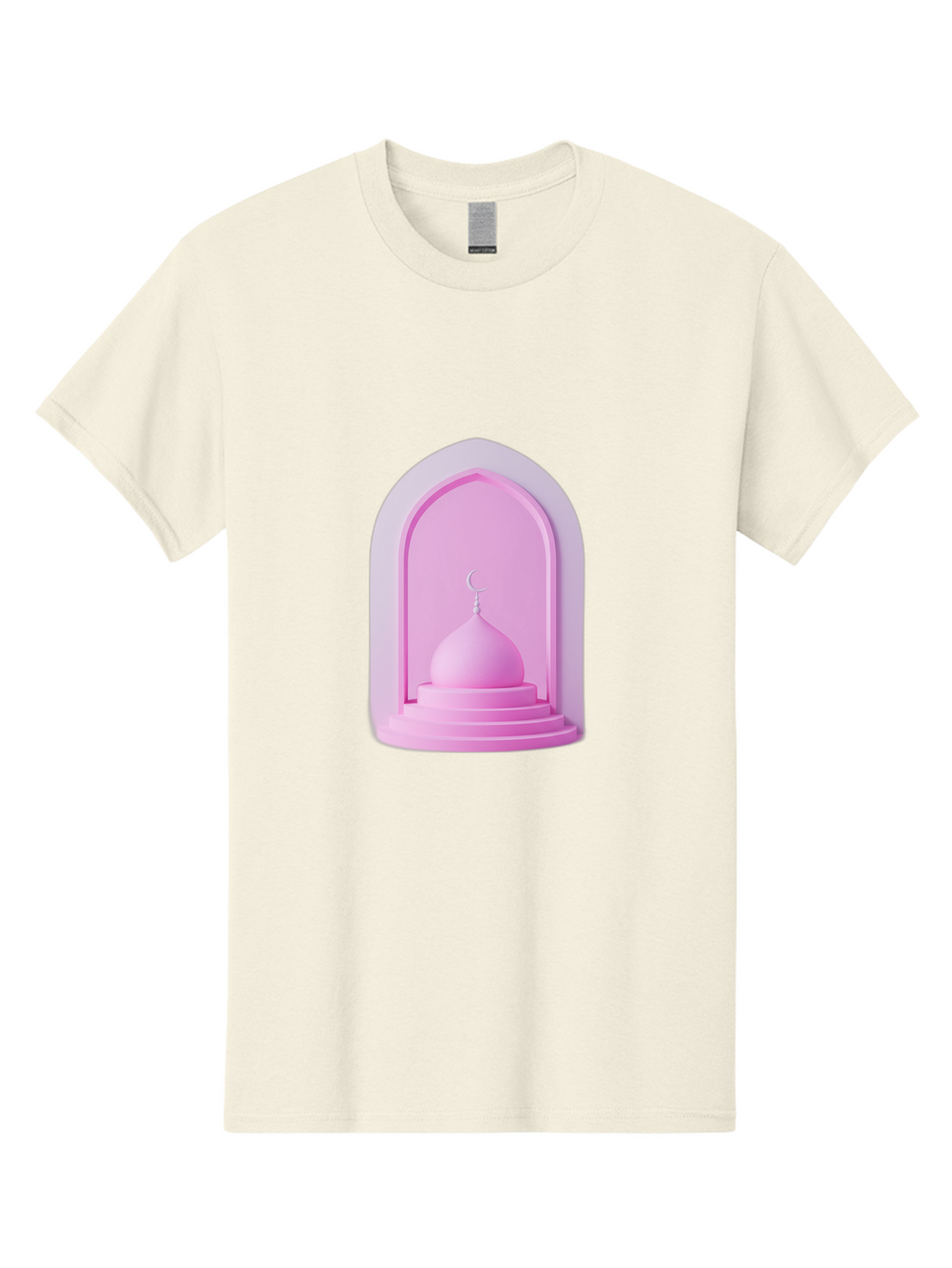 Pink-Mosque-Dome Men'S Graphic Tee, 100% Cotton, Comfortable Casual Summer Wear, Machine Washable, Islamic Architecture, Dome With Crescent Moon, Minimalistic Design, Modern Islamic Art, Religious Symbol, Serene Ambiance, Cultural Heritage Bad434
