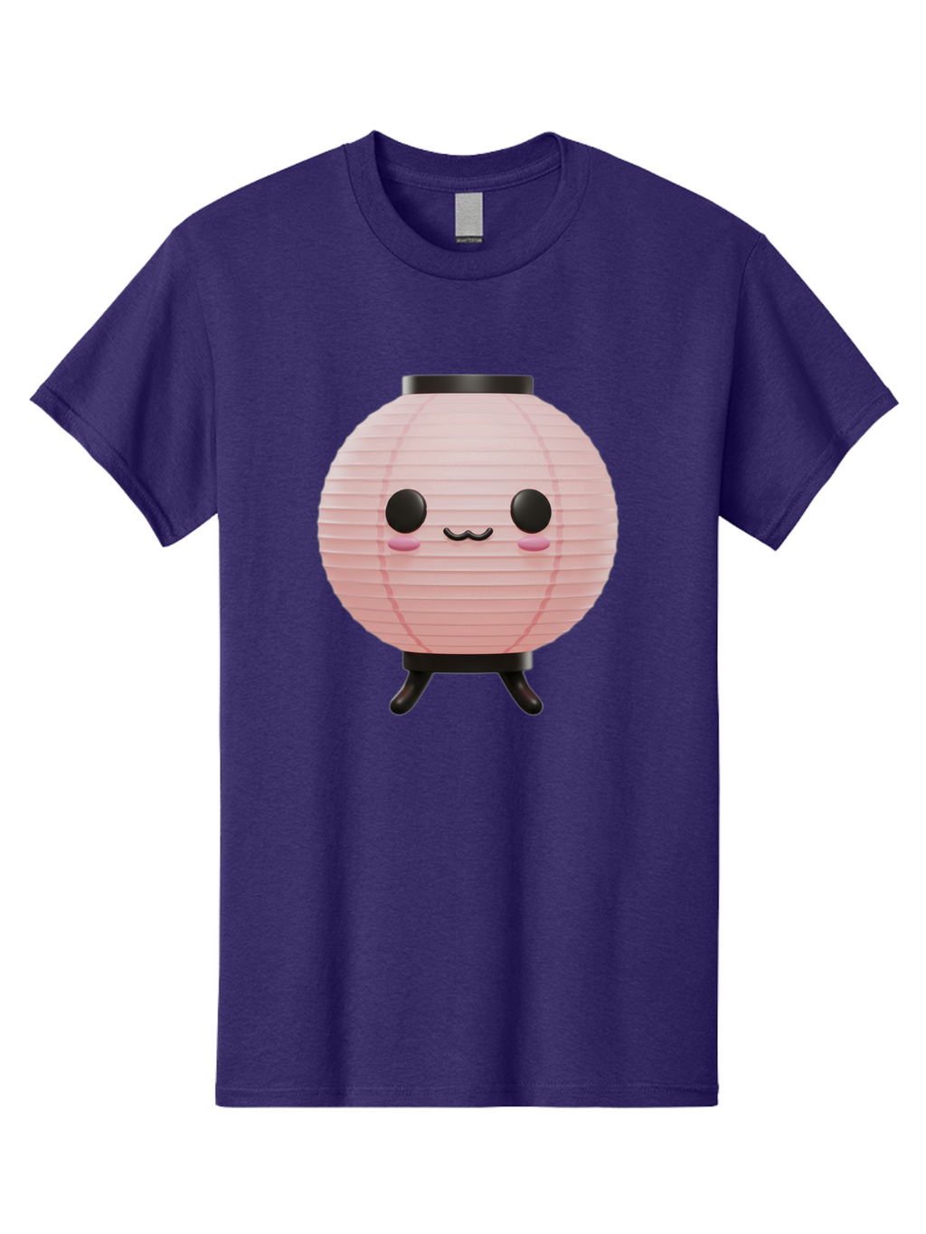 Pink-Paper-Lantern Men'S Graphic Tee, 100% Cotton, Comfortable Casual Summer Wear, Machine Washable, Pink Paper Lantern, Cute Character, Kawaii Culture, Cartoon Style, Smiling Face, Rosy Cheeks, Round Eyes, Black Stand, Kawaii Aesthetic, Bad436