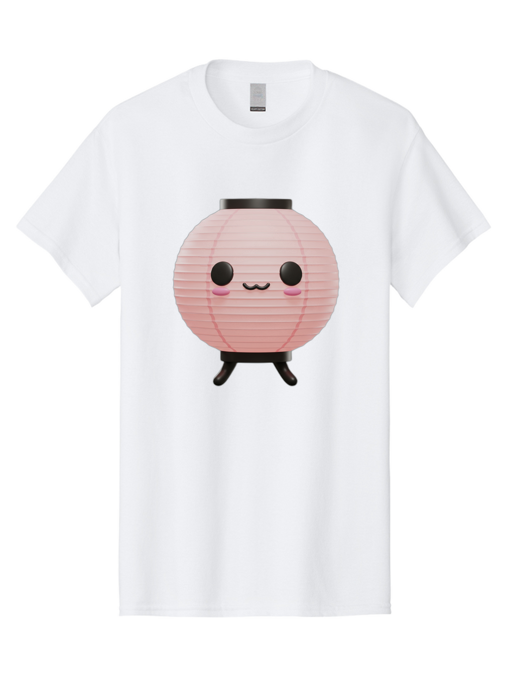 Pink-Paper-Lantern Men'S Graphic Tee, 100% Cotton, Comfortable Casual Summer Wear, Machine Washable, Pink Paper Lantern, Cute Character, Kawaii Culture, Cartoon Style, Smiling Face, Rosy Cheeks, Round Eyes, Black Stand, Kawaii Aesthetic, Bad436