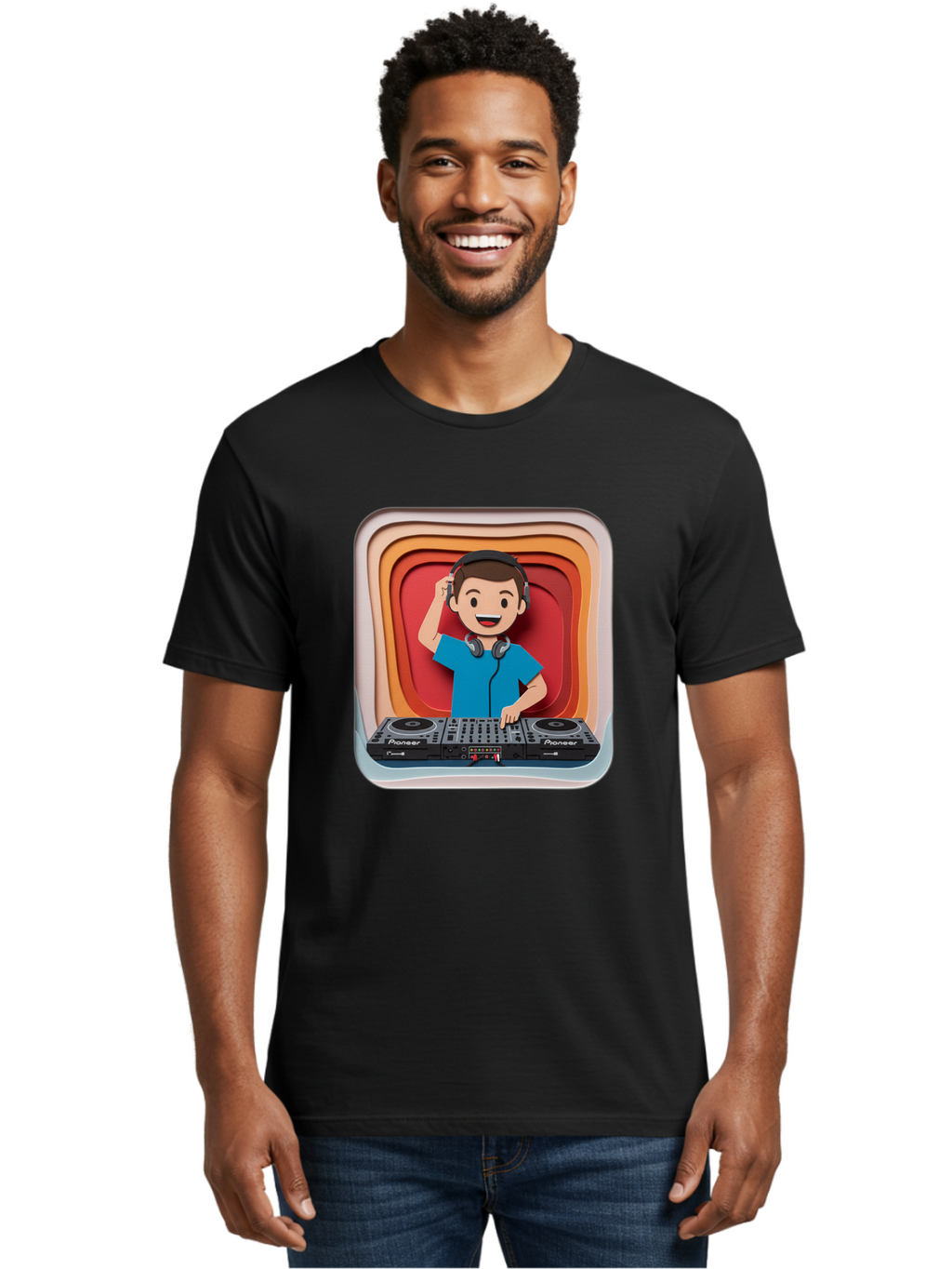Pioneer-Dj Men'S Graphic Tee, 100% Cotton, Comfortable Casual Summer Wear, Machine Washable, Dj Mixing Music, Electronic Dance Music, Sound Mixing, Music Production, Professional Dj Equipment, Pioneer Dj Controller, Music Mixing Software, Bad439