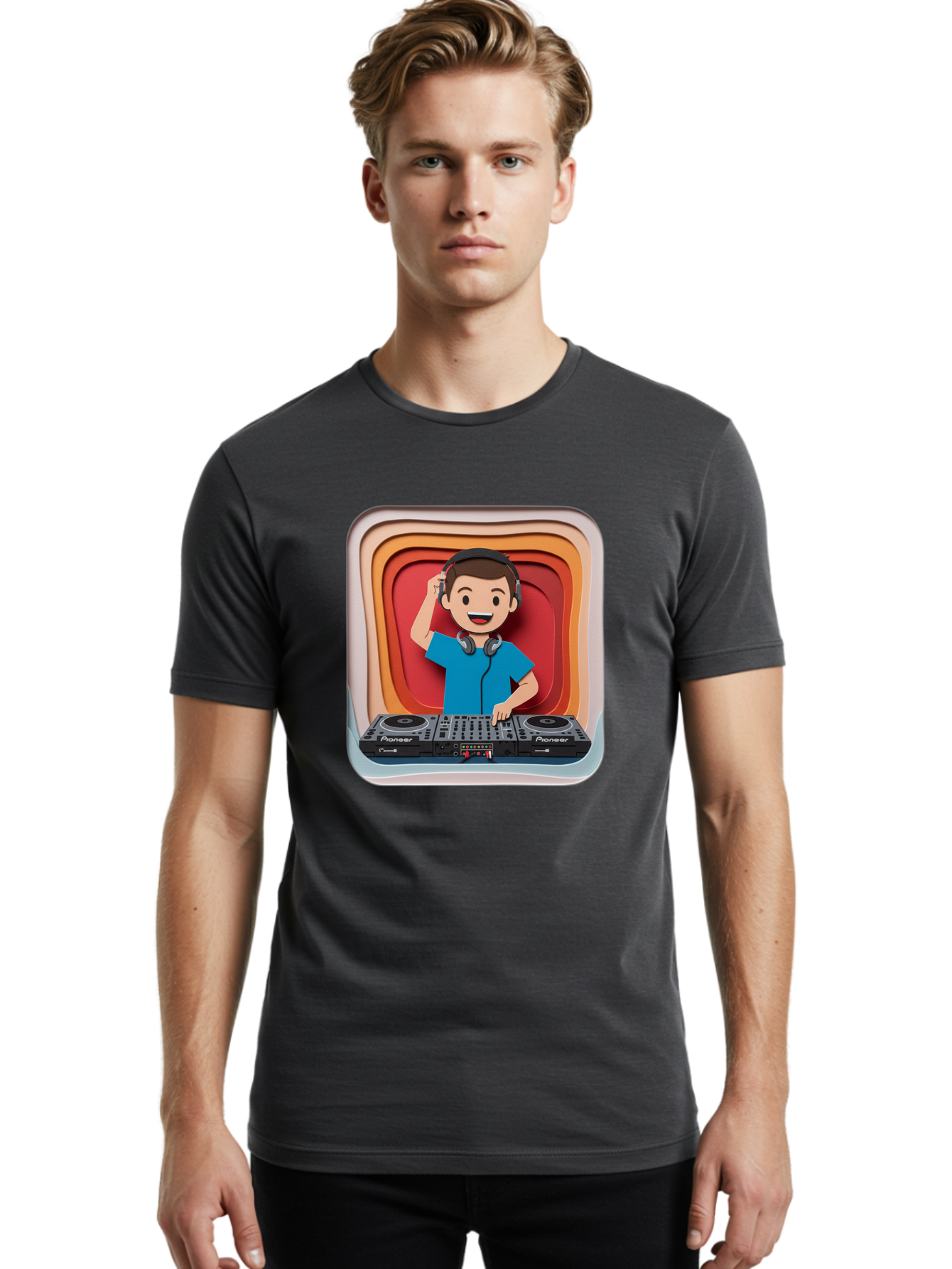 Pioneer-Dj Men'S Graphic Tee, 100% Cotton, Comfortable Casual Summer Wear, Machine Washable, Dj Mixing Music, Electronic Dance Music, Sound Mixing, Music Production, Professional Dj Equipment, Pioneer Dj Controller, Music Mixing Software, Bad439