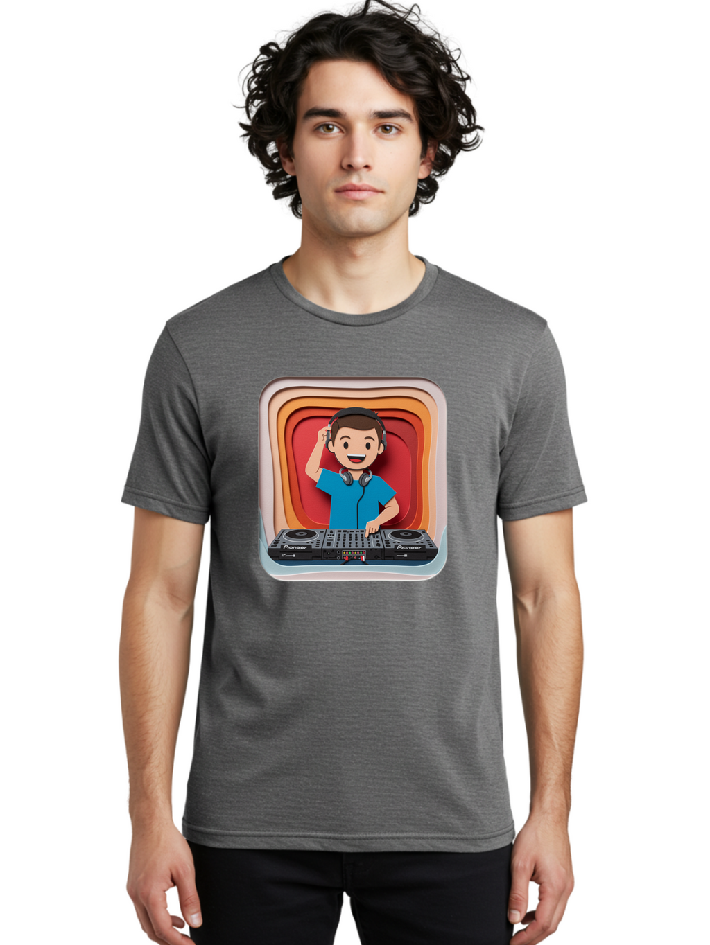 Pioneer-Dj Men'S Graphic Tee, 100% Cotton, Comfortable Casual Summer Wear, Machine Washable, Dj Mixing Music, Electronic Dance Music, Sound Mixing, Music Production, Professional Dj Equipment, Pioneer Dj Controller, Music Mixing Software, Bad439
