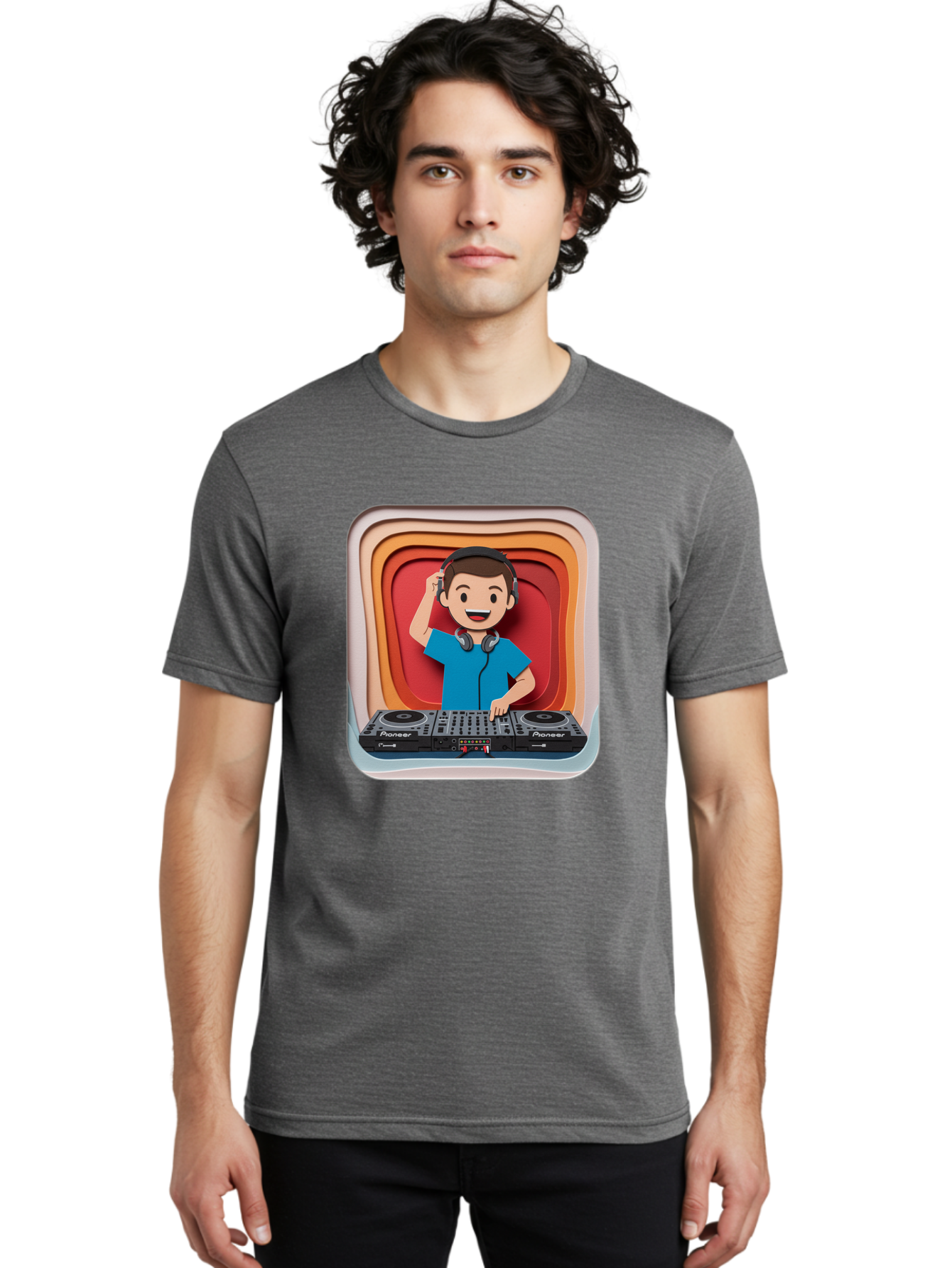 Pioneer-Dj Men'S Graphic Tee, 100% Cotton, Comfortable Casual Summer Wear, Machine Washable, Dj Mixing Music, Electronic Dance Music, Sound Mixing, Music Production, Professional Dj Equipment, Pioneer Dj Controller, Music Mixing Software, Bad439
