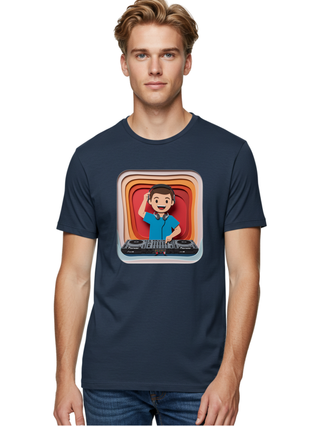 Pioneer-Dj Men'S Graphic Tee, 100% Cotton, Comfortable Casual Summer Wear, Machine Washable, Dj Mixing Music, Electronic Dance Music, Sound Mixing, Music Production, Professional Dj Equipment, Pioneer Dj Controller, Music Mixing Software, Bad439