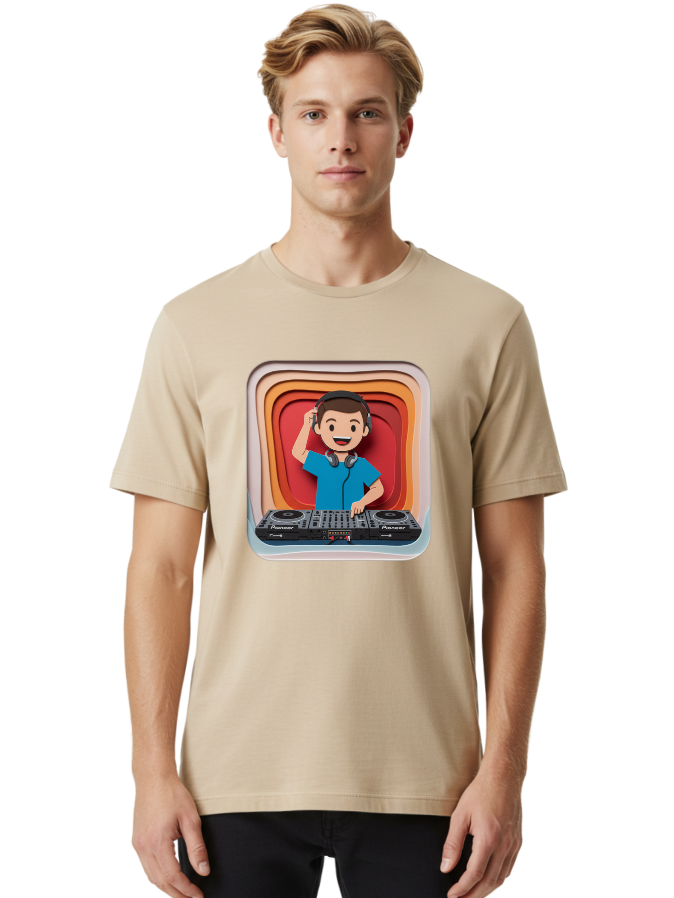 Pioneer-Dj Men'S Graphic Tee, 100% Cotton, Comfortable Casual Summer Wear, Machine Washable, Dj Mixing Music, Electronic Dance Music, Sound Mixing, Music Production, Professional Dj Equipment, Pioneer Dj Controller, Music Mixing Software, Bad439