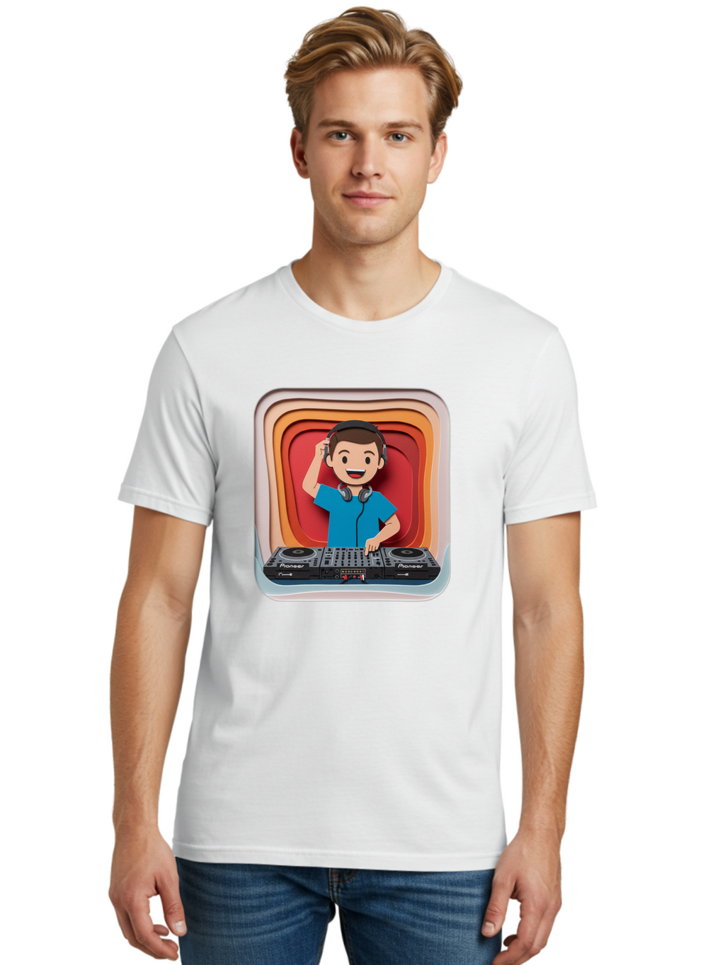 Pioneer-Dj Men'S Graphic Tee, 100% Cotton, Comfortable Casual Summer Wear, Machine Washable, Dj Mixing Music, Electronic Dance Music, Sound Mixing, Music Production, Professional Dj Equipment, Pioneer Dj Controller, Music Mixing Software, Bad439