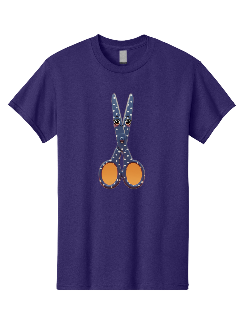 Polka-Dot-Scissors Men'S Graphic Tee, 100% Cotton, Comfortable Casual Summer Wear, Machine Washable, Scissors With Eyes, Cartoon Character, Craft Supplies, Office Tools, Playful Design, Creative Accessories, Fun Stationery, Quirky Objects, Bad449