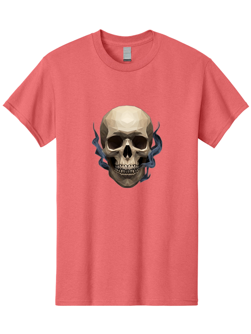 Polygonal-Skull Men'S Graphic Tee, 100% Cotton, Comfortable Casual Summer Wear, Machine Washable, Human Skull, Geometric Shapes, Low Poly Art, Smoke Coming Out, Dark Eye Sockets, Teeth, Mystical, Low Poly, Abstract Art, Skull Design Bad450