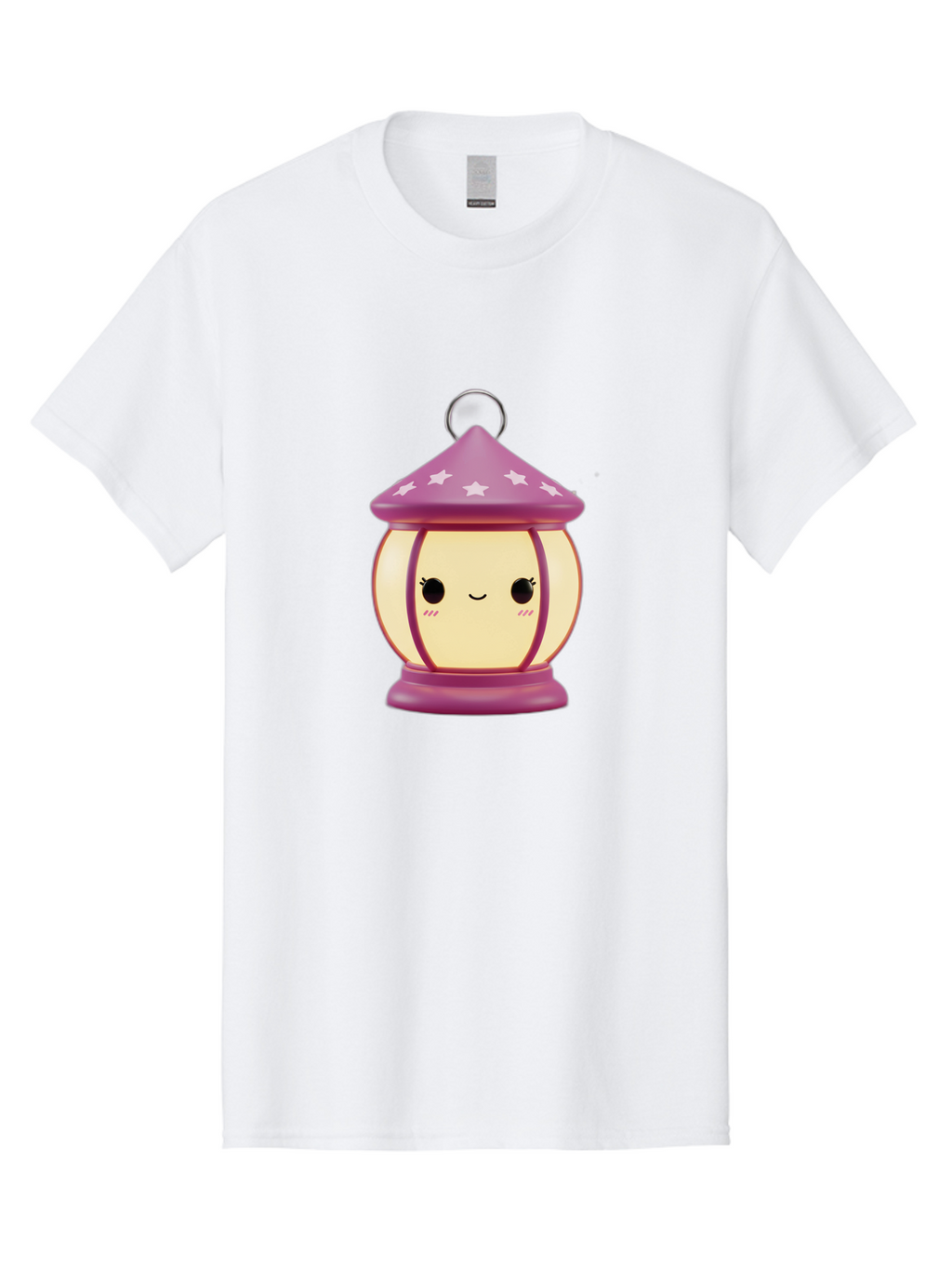 Purple-Lantern Men'S Graphic Tee, 100% Cotton, Comfortable Casual Summer Wear, Machine Washable, Cartoon Lantern, Purple Lantern, White Stars, Smiling Face, Kawaii Design, Cute Decor, Soft Lighting, Decorative Lamp, Whimsical Charm, Bad464