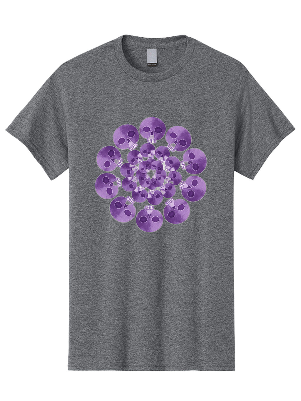 Purple-Skulls Men'S Graphic Tee, 100% Cotton, Comfortable Casual Summer Wear, Machine Washable, Cluster Of Purple Skulls, Skull Illustration, Gothic Art, Skull Design, Purple And White Colors, Skull Pattern, Dark Aesthetic, Grunge Style Bad466