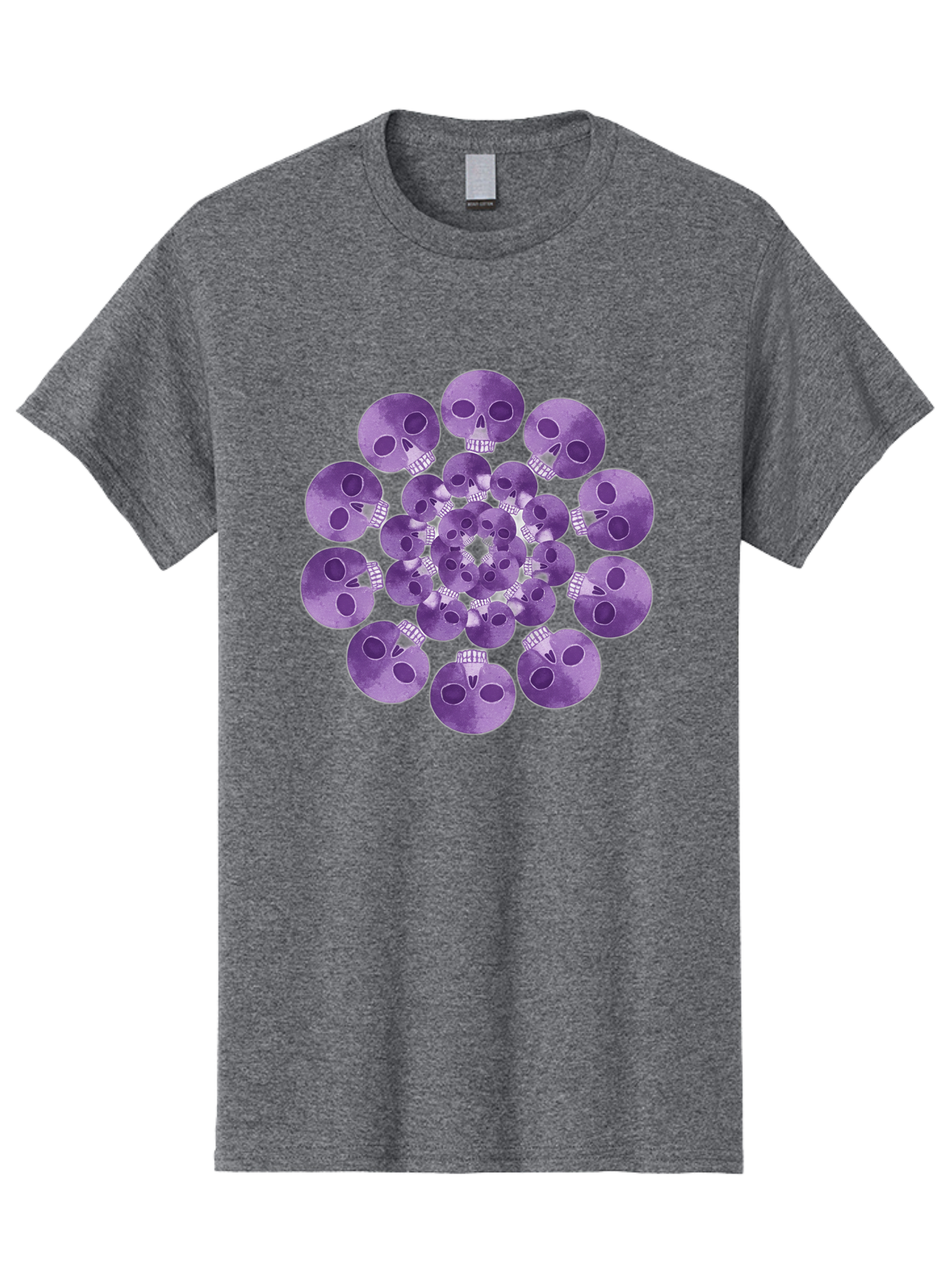 Purple-Skulls Men'S Graphic Tee, 100% Cotton, Comfortable Casual Summer Wear, Machine Washable, Cluster Of Purple Skulls, Skull Illustration, Gothic Art, Skull Design, Purple And White Colors, Skull Pattern, Dark Aesthetic, Grunge Style Bad466