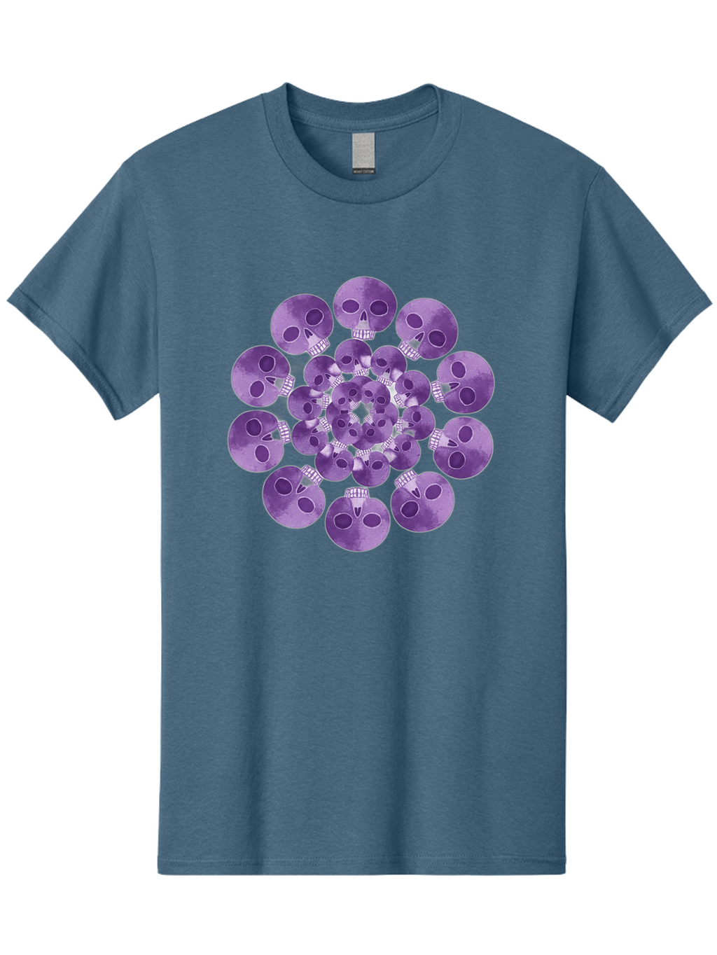 Purple-Skulls Men'S Graphic Tee, 100% Cotton, Comfortable Casual Summer Wear, Machine Washable, Cluster Of Purple Skulls, Skull Illustration, Gothic Art, Skull Design, Purple And White Colors, Skull Pattern, Dark Aesthetic, Grunge Style Bad466