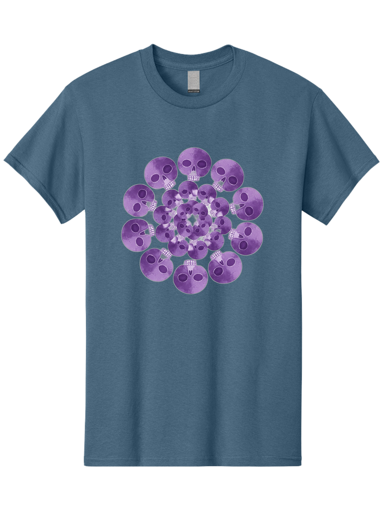 Purple-Skulls Men'S Graphic Tee, 100% Cotton, Comfortable Casual Summer Wear, Machine Washable, Cluster Of Purple Skulls, Skull Illustration, Gothic Art, Skull Design, Purple And White Colors, Skull Pattern, Dark Aesthetic, Grunge Style Bad466