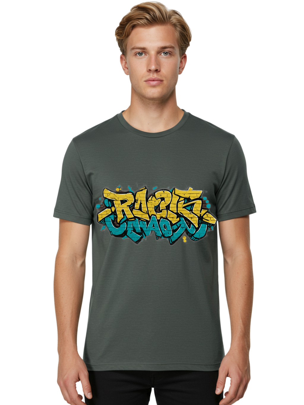 Raptz-Clan Men'S Graphic Tee, 100% Cotton, Comfortable Casual Summer Wear, Machine Washable, Street Art, Graffiti Style, Bold Typography, Vibrant Colors, Razk Unadon, Urban Art, Stylized Font, Cool Graphics, Artistic Expression Bad471