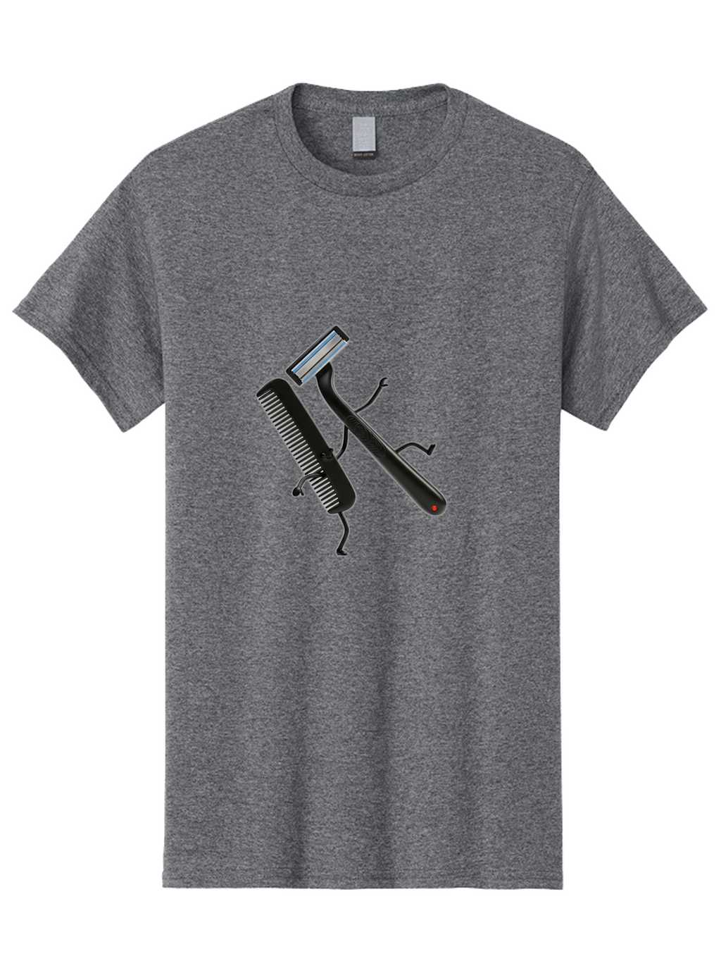 Razor-And-Comb Men'S Graphic Tee, 100% Cotton, Comfortable Casual Summer Wear, Machine Washable, Razor And Comb, Grooming Tools, Shaving Accessories, Personal Care, Beauty Products, Male Grooming, Razor Blade, Hair Comb Bad473