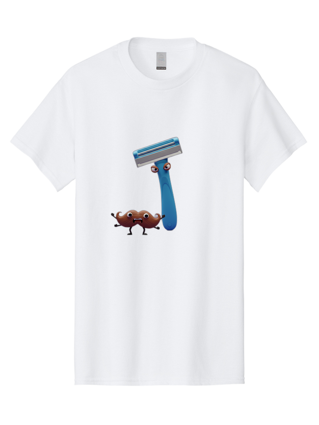 Razor-And-Pubic-Hair Men'S Graphic Tee, 100% Cotton, Comfortable Casual Summer Wear, Machine Washable, Cartoon Razor, Safety Razor, Shaving Razor, Blue Handle, Cartoon Eyes, Humor, Men'S Grooming, Personal Care, Razor Blade Bad475