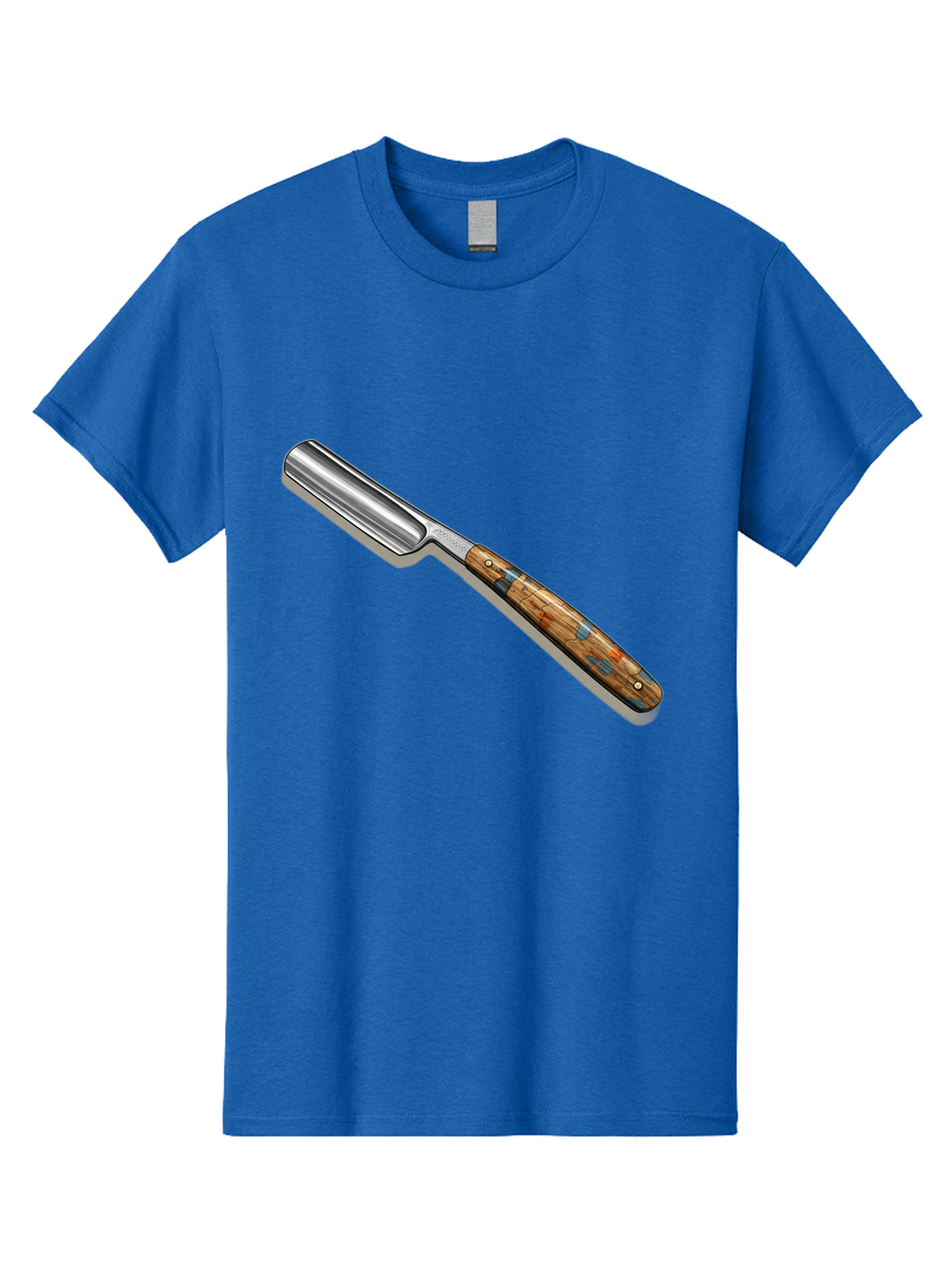 Razor Men'S Graphic Tee, 100% Cotton, Comfortable Casual Summer Wear, Machine Washable, Vintage Straight Razor, Sharp Blade, Wooden Handle, Traditional Shaving, Classic Grooming Tool, Men'S Grooming, Barber Shop Essentials, Close Shave Bad480
