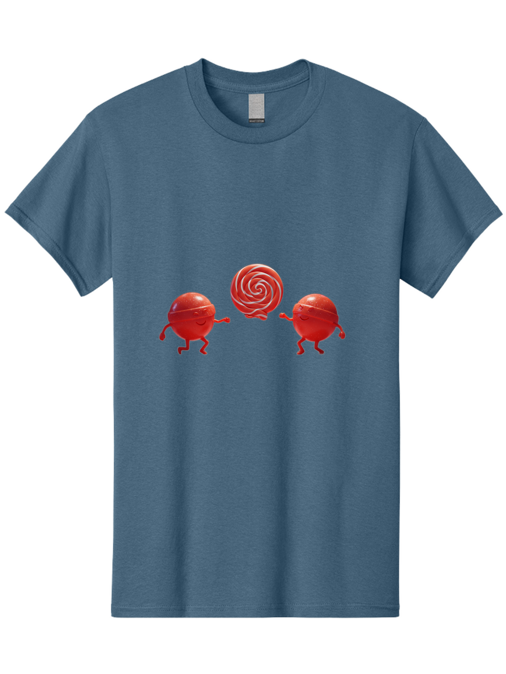 Red-Lollipop-Characters Men'S Graphic Tee, 100% Cotton, Comfortable Casual Summer Wear, Machine Washable, Red Candy Characters, Animated Figures, Lollipop, Sweet Treats, Playful Design, Cartoon Style, Whimsical, Fun, Candy Graphics, Bad486