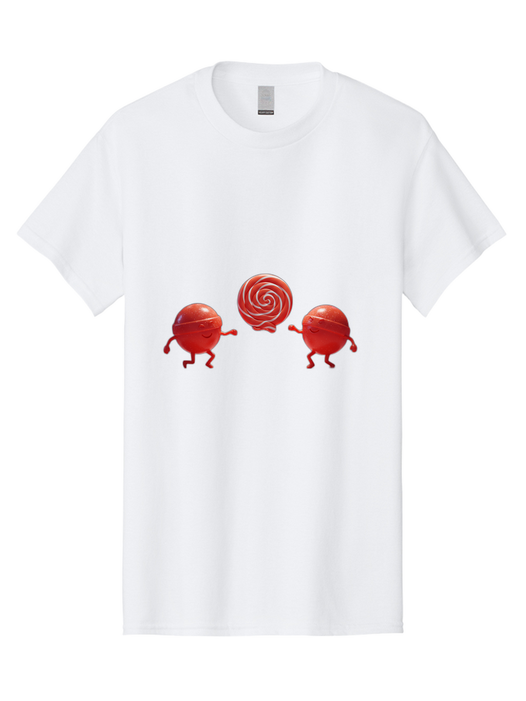 Red-Lollipop-Characters Men'S Graphic Tee, 100% Cotton, Comfortable Casual Summer Wear, Machine Washable, Red Candy Characters, Animated Figures, Lollipop, Sweet Treats, Playful Design, Cartoon Style, Whimsical, Fun, Candy Graphics, Bad486