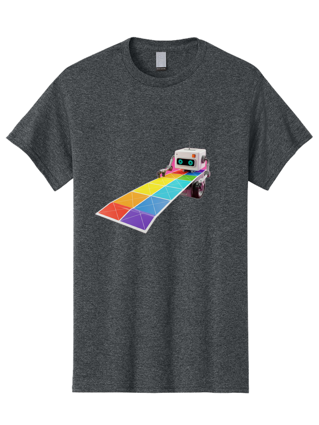 Robot-Dj-Booth Men'S Graphic Tee, 100% Cotton, Comfortable Casual Summer Wear, Machine Washable, Robot Dj, Colorful Turntable, Rainbow-Colored Dj Deck, Music Production, Electronic Dance Music, Futuristic Technology, Dance Floor Vibes, Bad494