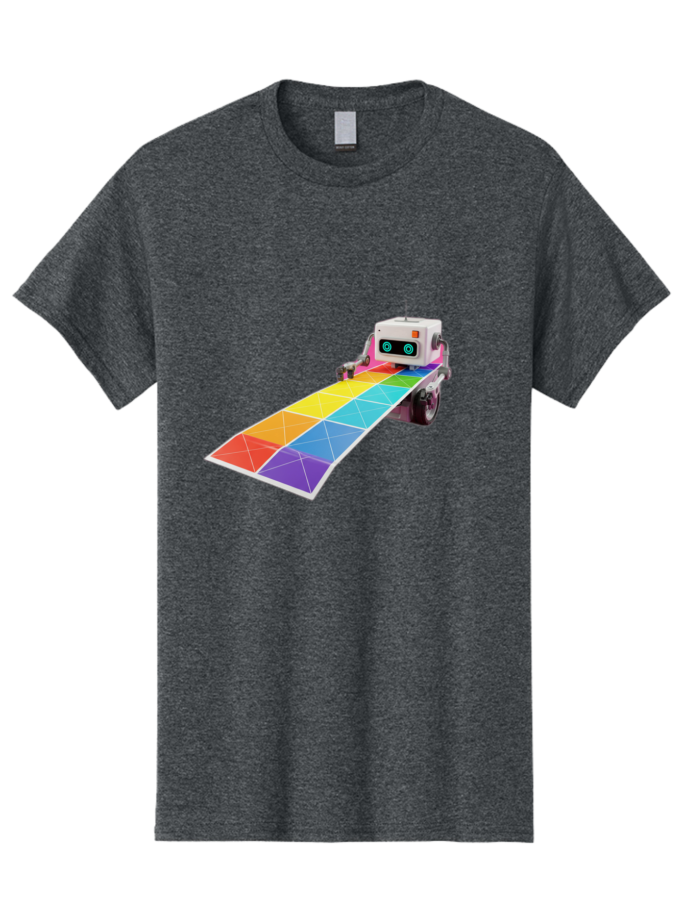 Robot-Dj-Booth Men'S Graphic Tee, 100% Cotton, Comfortable Casual Summer Wear, Machine Washable, Robot Dj, Colorful Turntable, Rainbow-Colored Dj Deck, Music Production, Electronic Dance Music, Futuristic Technology, Dance Floor Vibes, Bad494