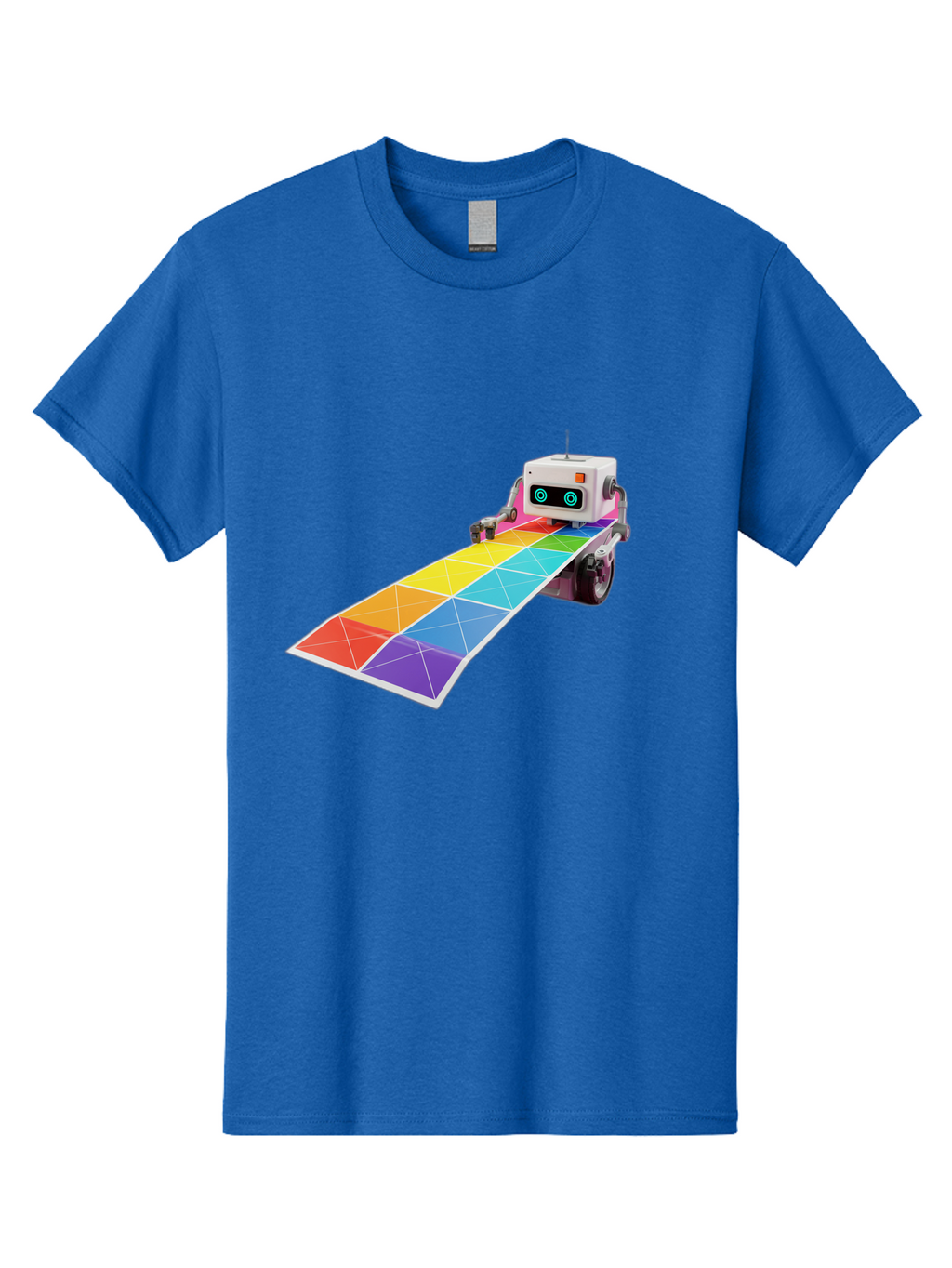 Robot-Dj-Booth Men'S Graphic Tee, 100% Cotton, Comfortable Casual Summer Wear, Machine Washable, Robot Dj, Colorful Turntable, Rainbow-Colored Dj Deck, Music Production, Electronic Dance Music, Futuristic Technology, Dance Floor Vibes, Bad494
