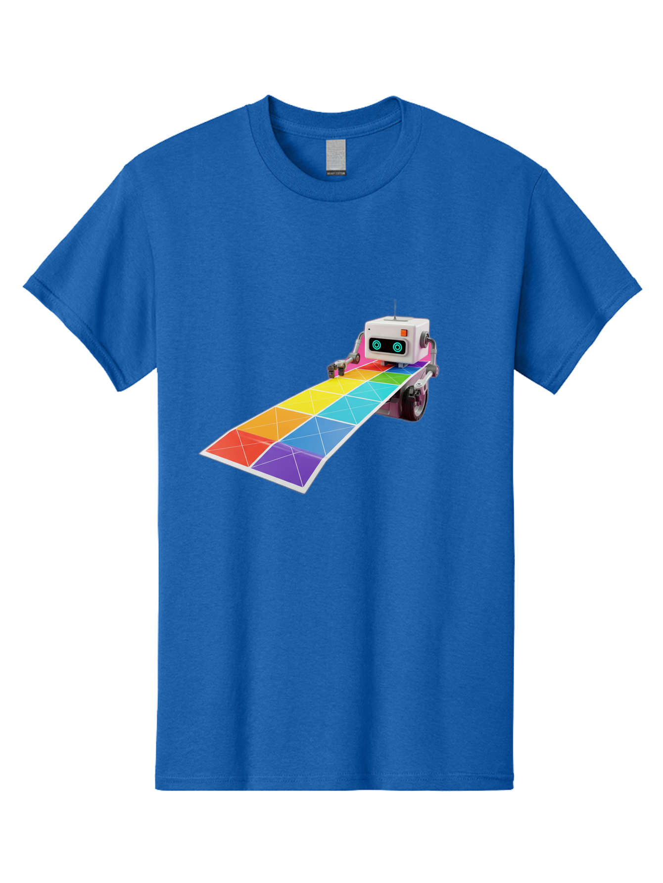 Robot-Dj-Booth Men'S Graphic Tee, 100% Cotton, Comfortable Casual Summer Wear, Machine Washable, Robot Dj, Colorful Turntable, Rainbow-Colored Dj Deck, Music Production, Electronic Dance Music, Futuristic Technology, Dance Floor Vibes, Bad494