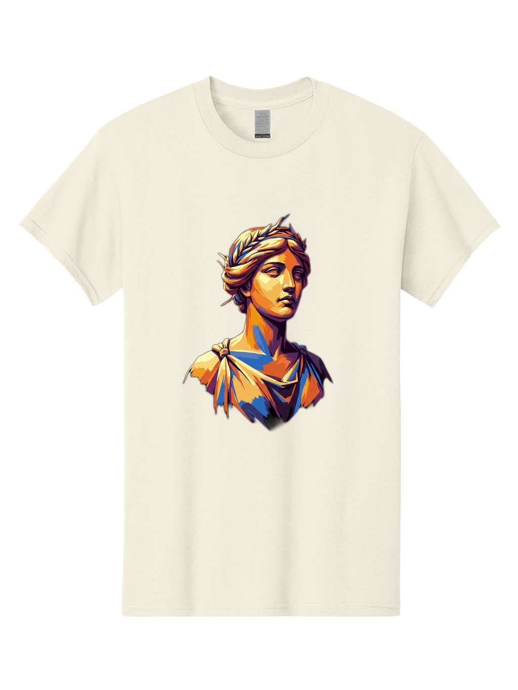 Roman-Bust Men'S Graphic Tee, 100% Cotton, Comfortable Casual Summer Wear, Machine Washable, Classical Statue, Ancient Greek, Laurel Wreath, Marble Bust, Historical Figure, Mythological Character, Artistic Sculpture, Cultural Heritage, Bad500