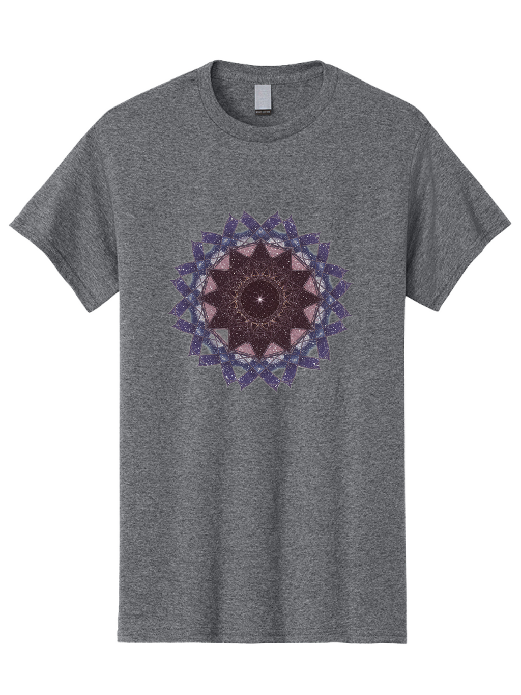 Sacred-Geometry-Star Men'S Graphic Tee, 100% Cotton, Comfortable Casual Summer Wear, Machine Washable, Sacred Geometry, Mandala Art, Geometric Patterns, Star Symbol, Spiritual Design, Mystical Shapes, Cosmic Theme, Intricate Details, Bad501
