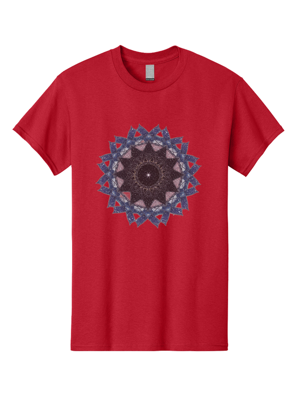 Sacred-Geometry-Star Men'S Graphic Tee, 100% Cotton, Comfortable Casual Summer Wear, Machine Washable, Sacred Geometry, Mandala Art, Geometric Patterns, Star Symbol, Spiritual Design, Mystical Shapes, Cosmic Theme, Intricate Details, Bad501